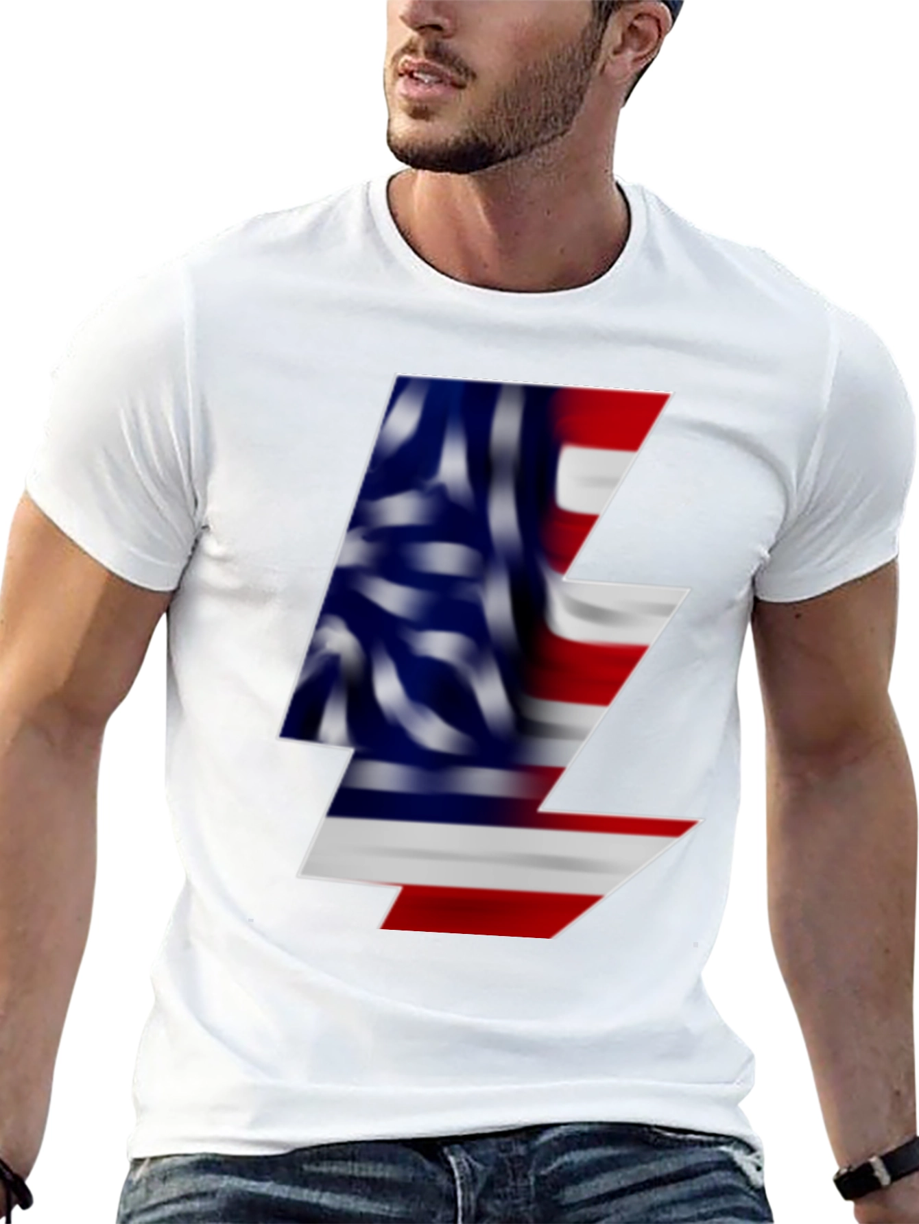 American Flag Lightning Bolt Black T-Shirt