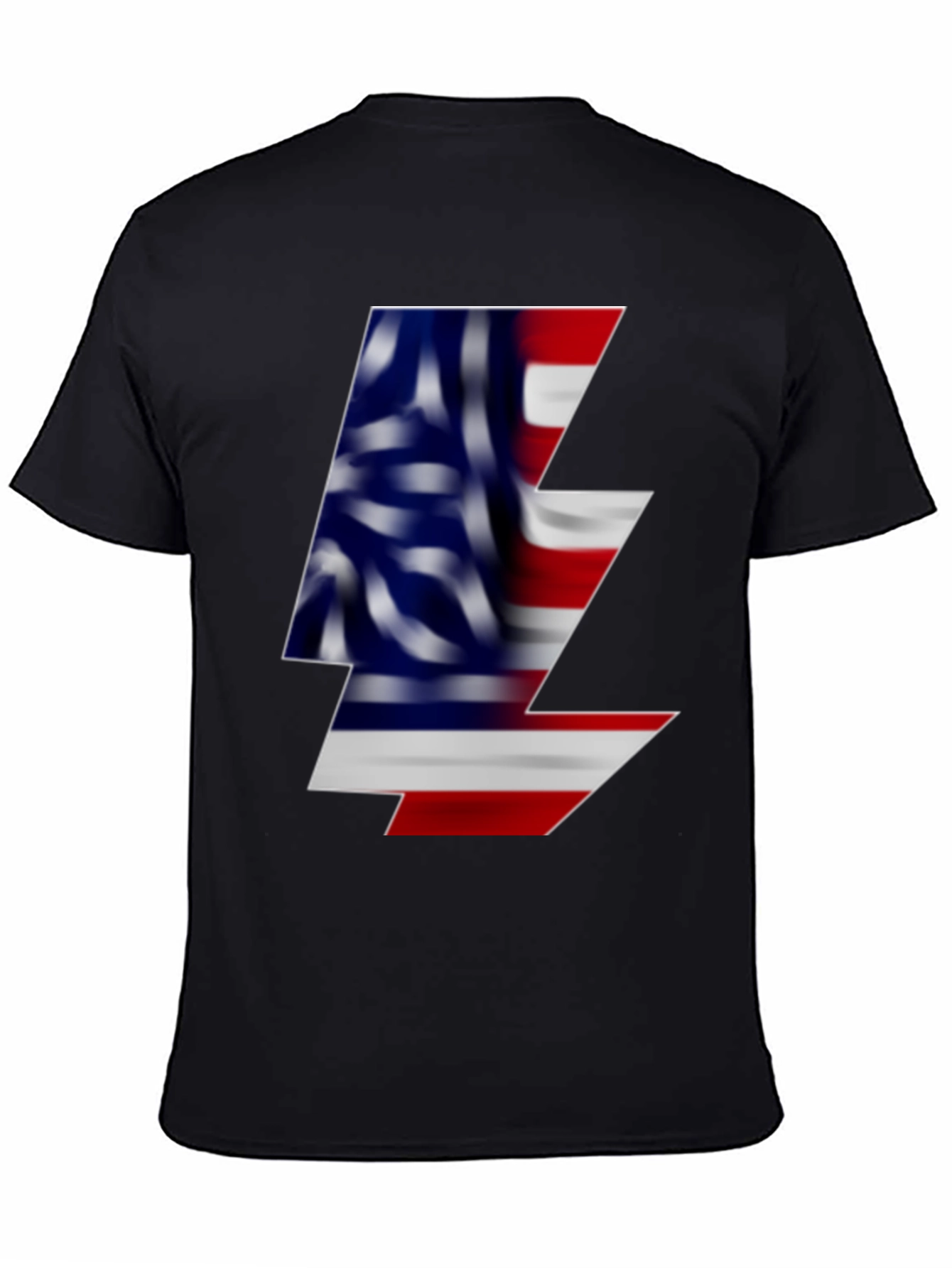 American Flag Lightning Bolt Black T-Shirt