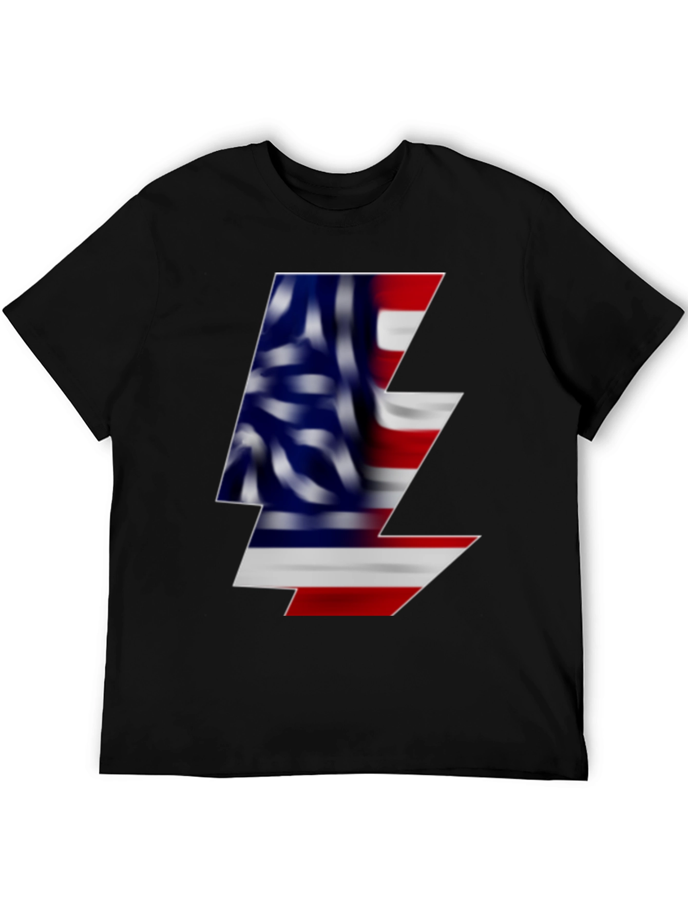 American Flag Lightning Bolt Black T-Shirt