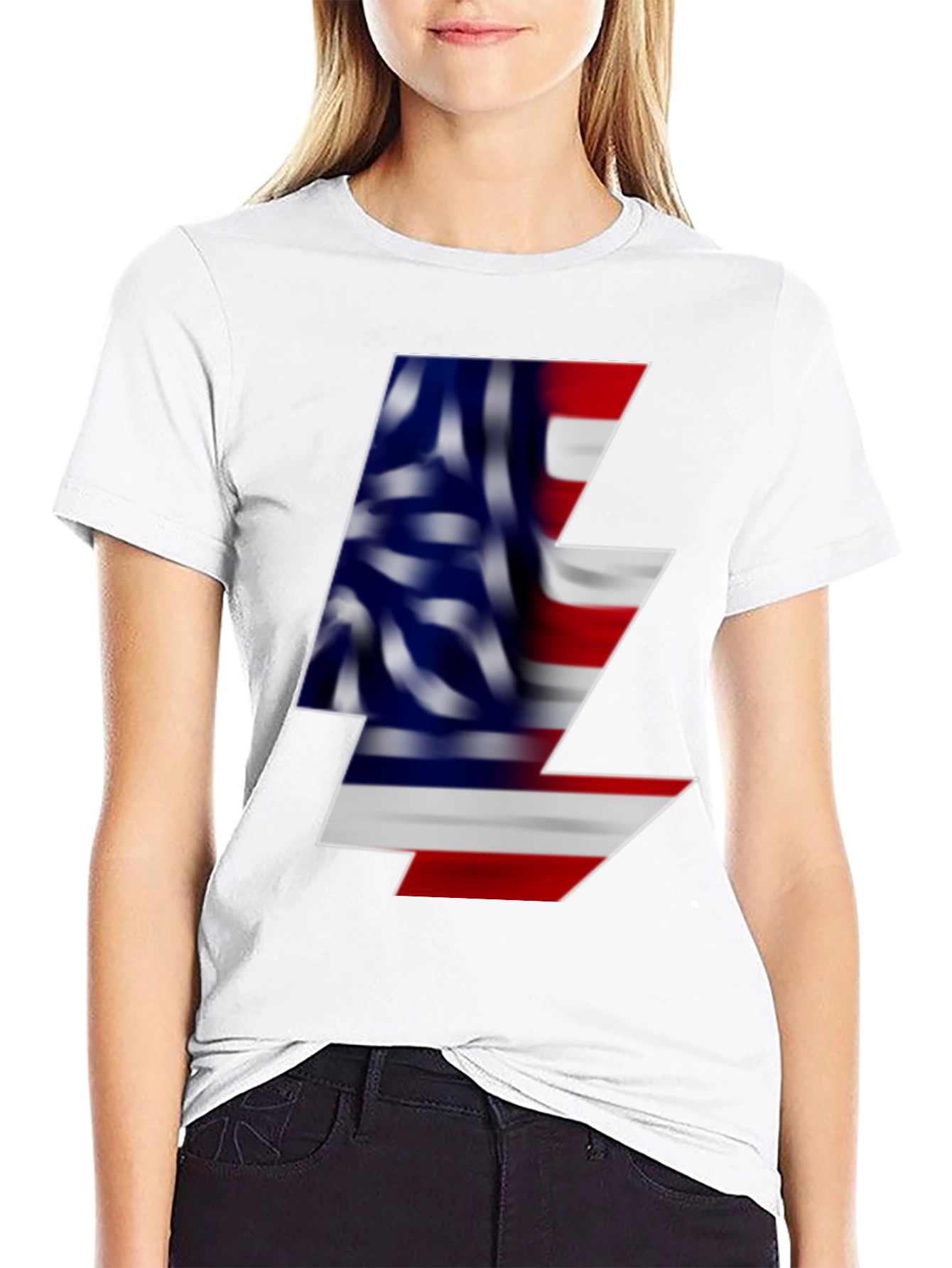 American Flag Lightning Bolt Black T-Shirt