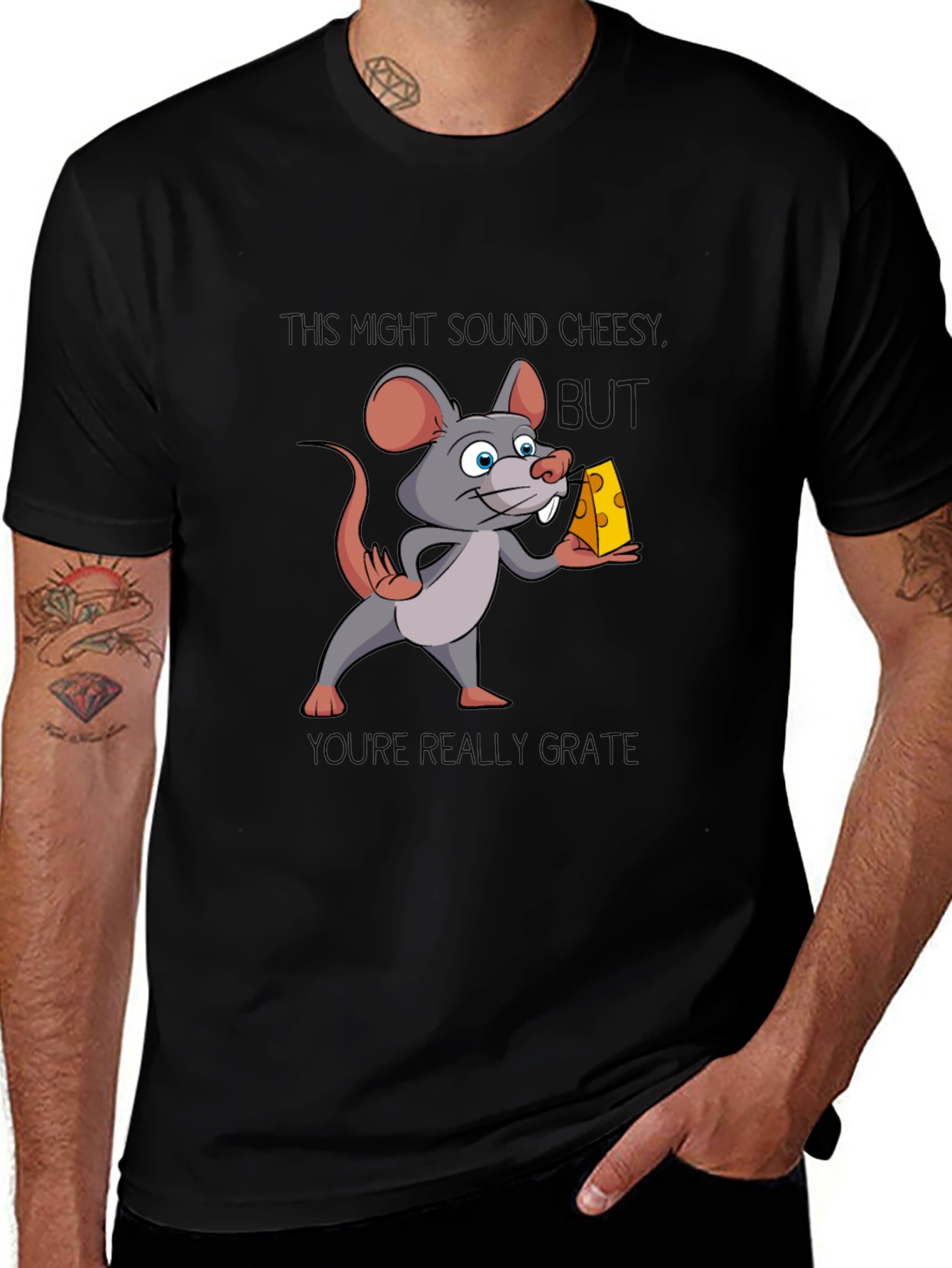 Funny Mouse Cheese Humor Graphic T-Shirt