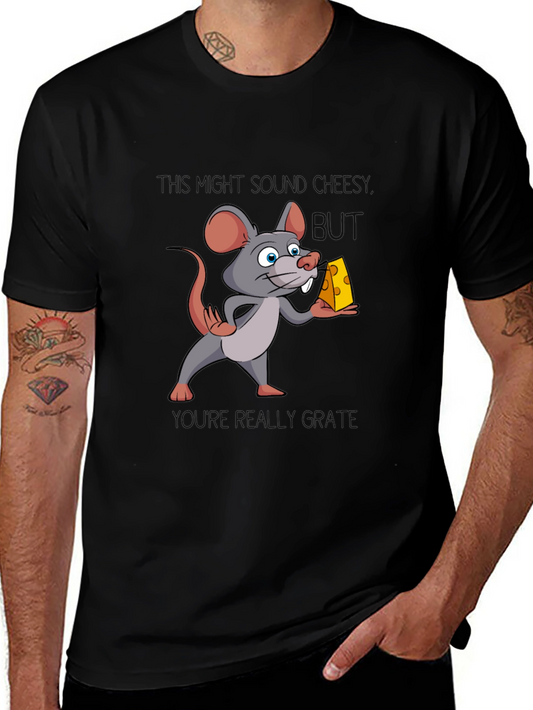 Funny Mouse Cheese Humor Graphic T-Shirt