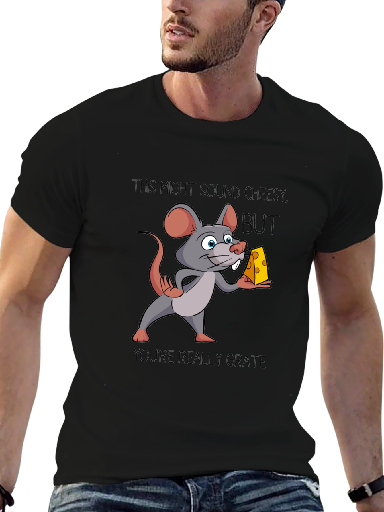 Funny Mouse Cheese Humor Graphic T-Shirt