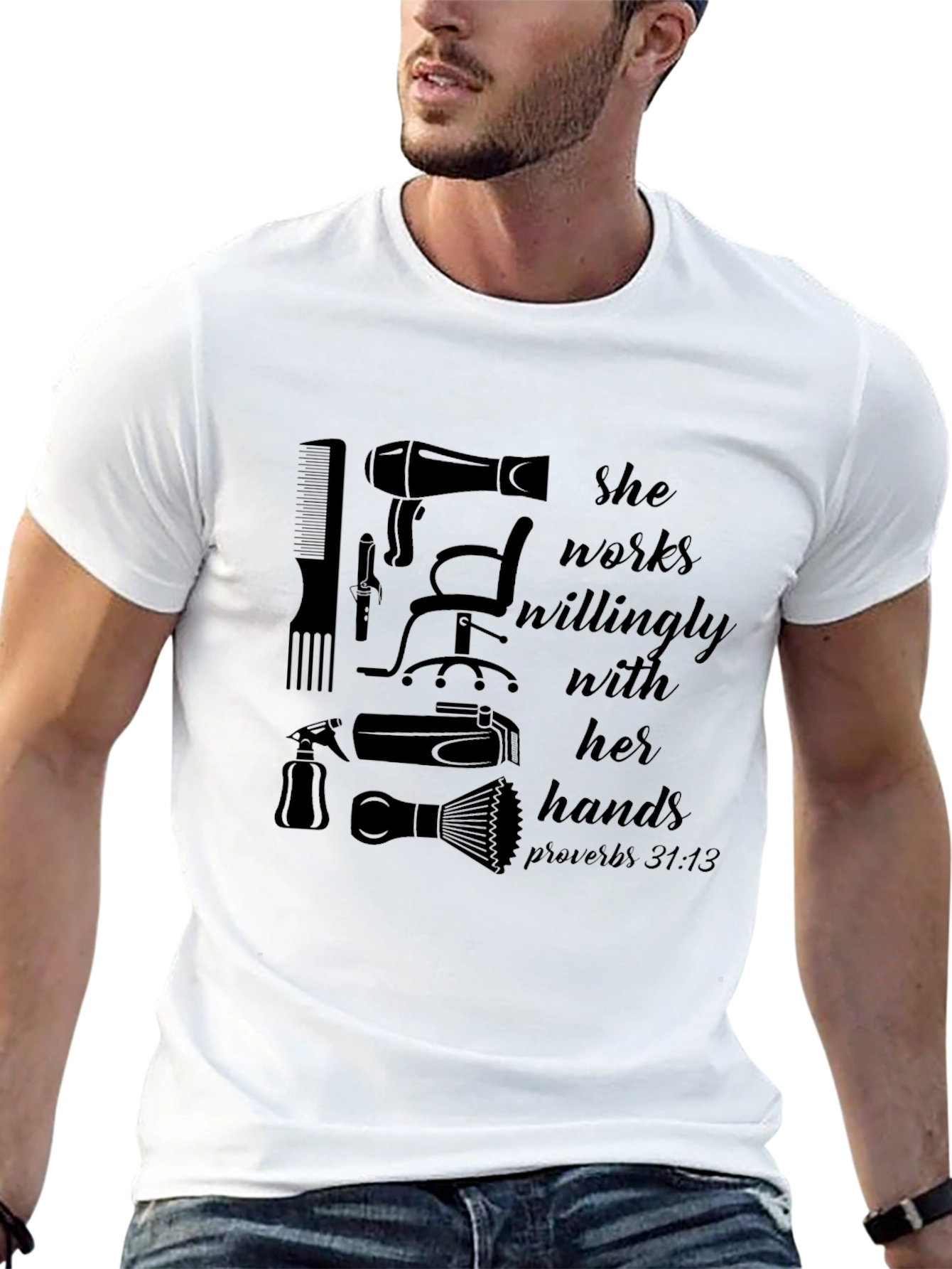She Works Willingly Hair Stylist T-Shirt