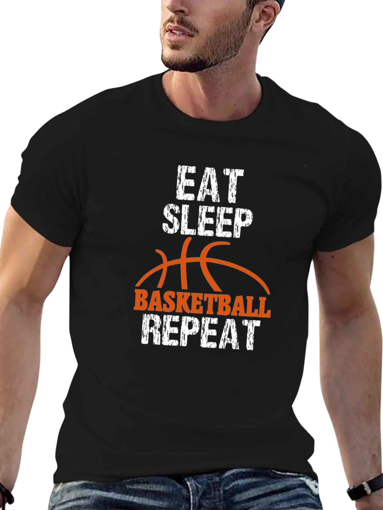 Eat Sleep Basketball Repeat Graphic Tee