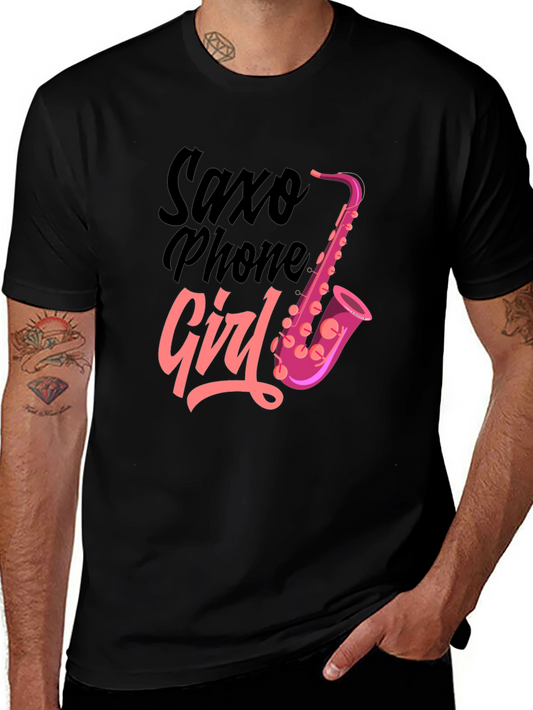 Saxophone Girl Graphic T-Shirt - Black