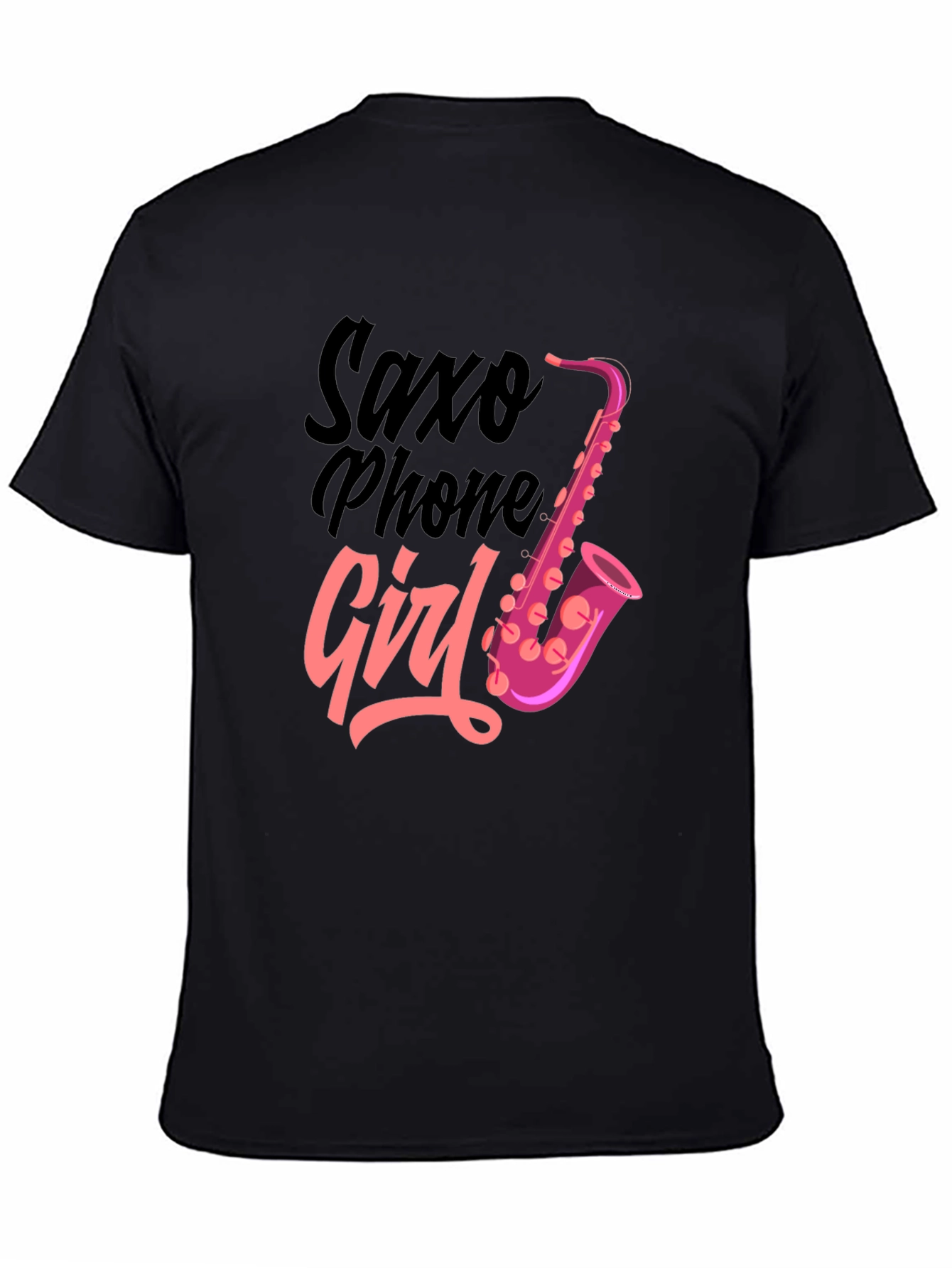 Saxophone Girl Graphic T-Shirt - Black
