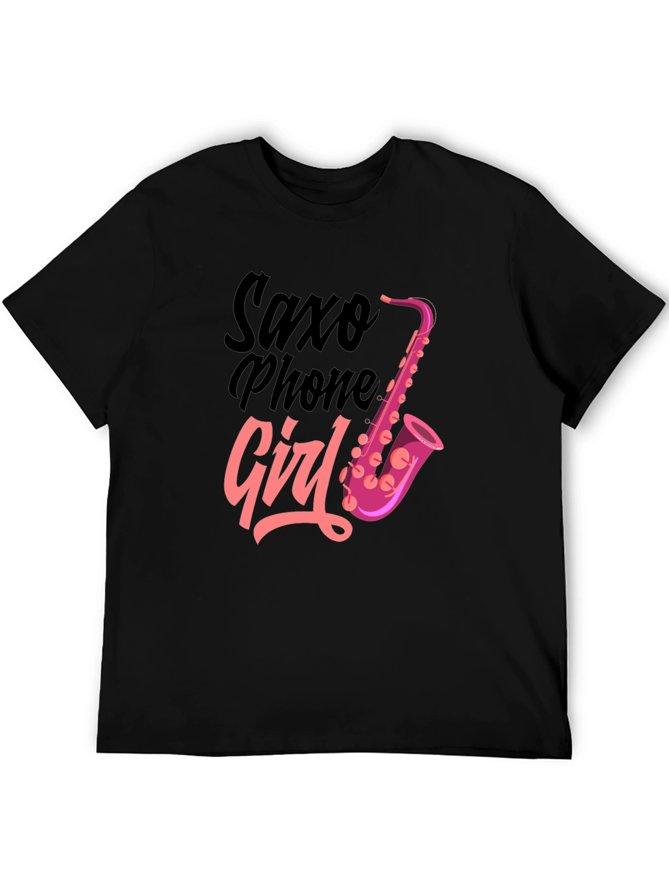 Saxophone Girl Graphic T-Shirt - Black