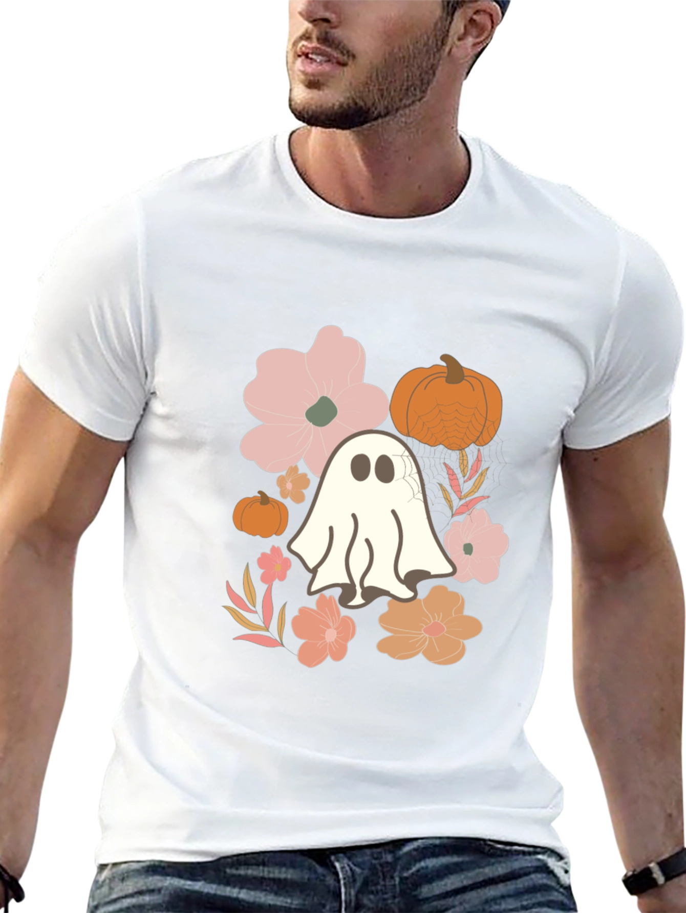 Halloween Ghost & Floral T-Shirt