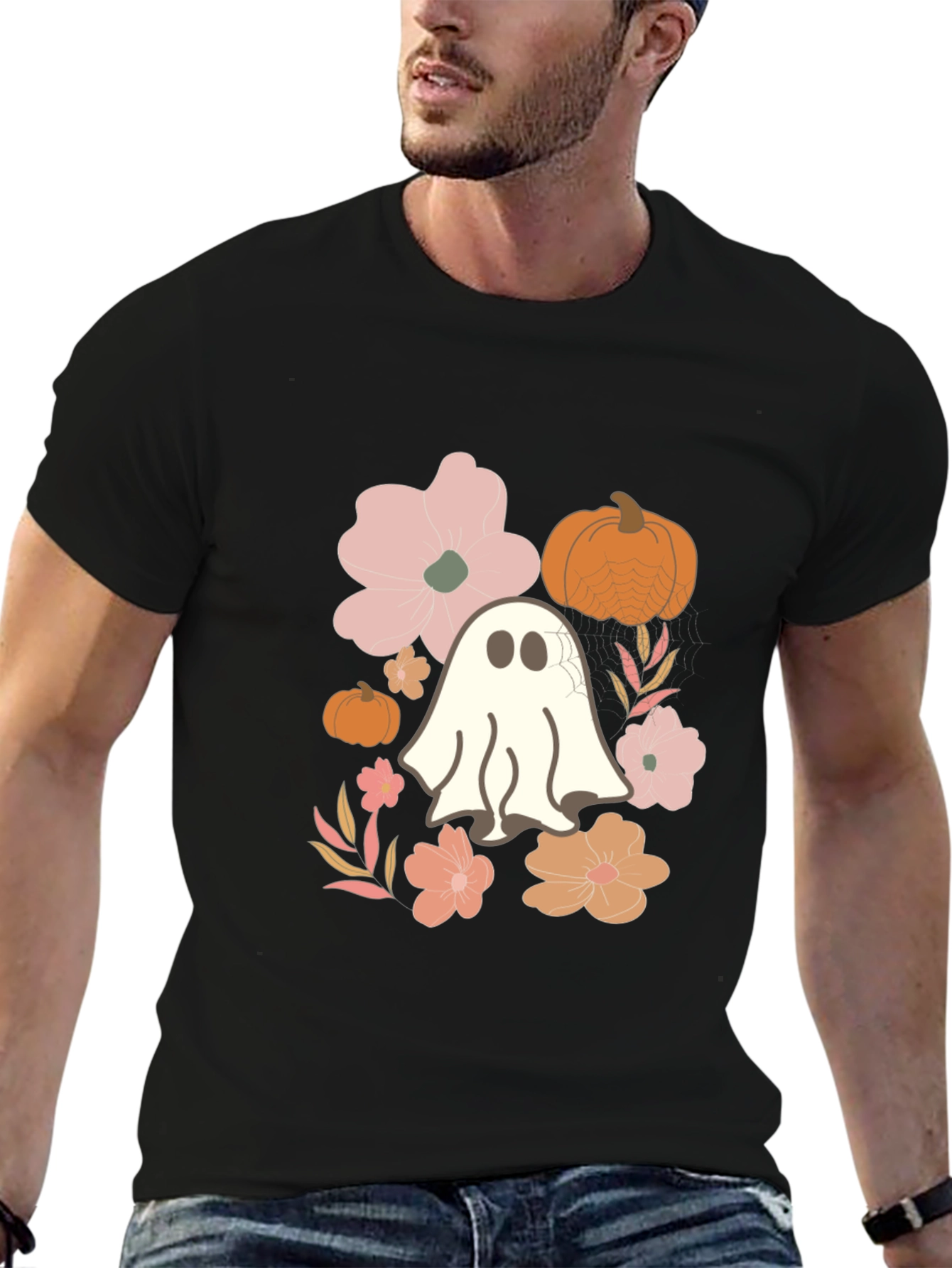 Halloween Ghost & Floral T-Shirt