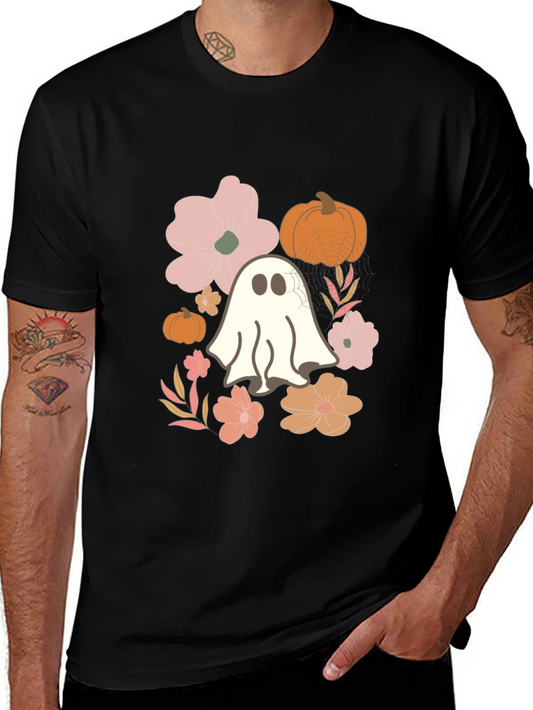 Halloween Ghost & Floral T-Shirt
