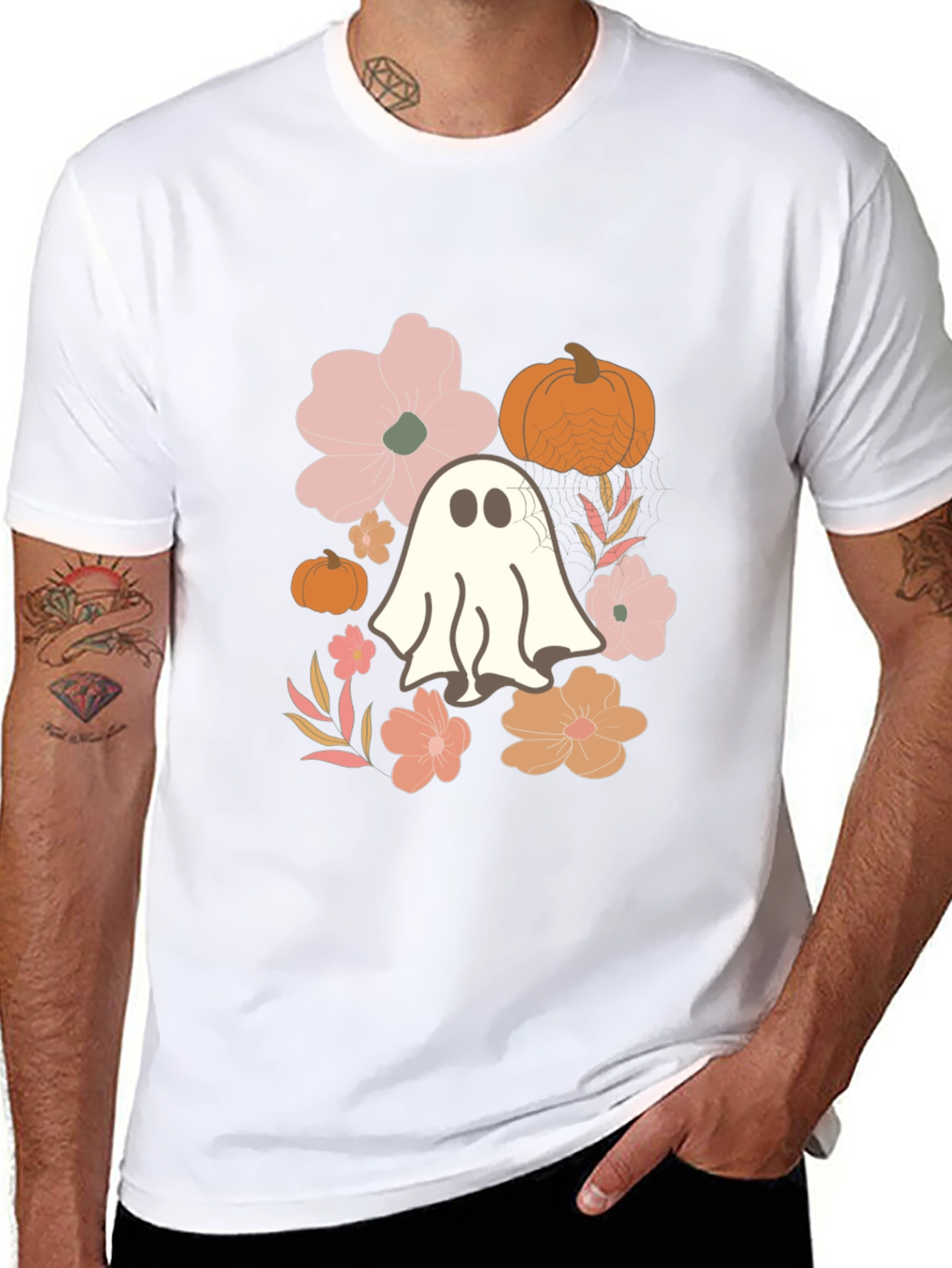 Halloween Ghost & Floral T-Shirt