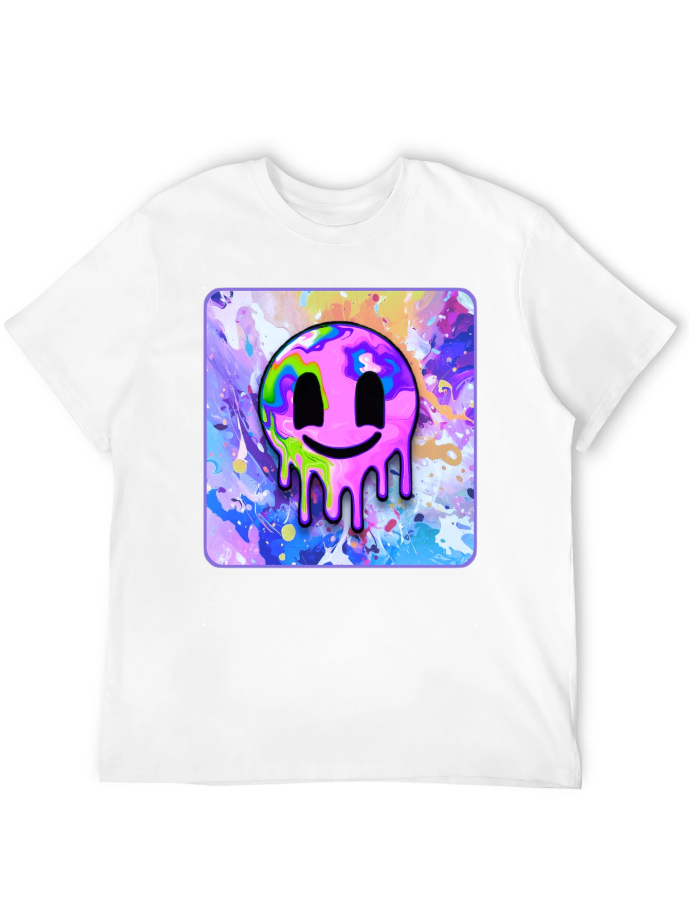 Melting Smiley Graphic Tee - Modern Art T-Shirt