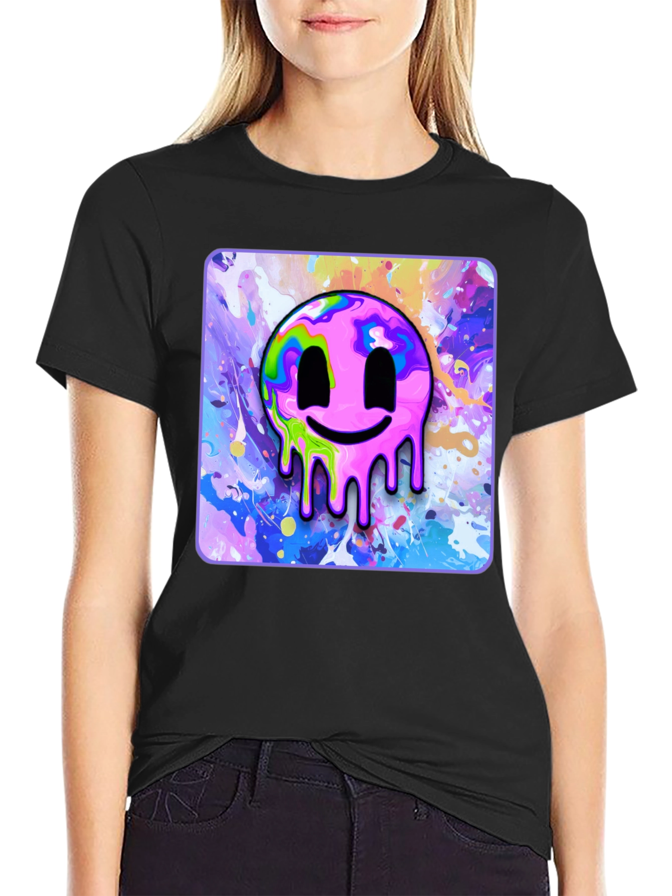 Melting Smiley Graphic Tee - Modern Art T-Shirt