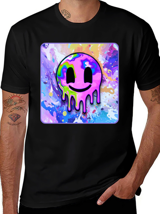 Melting Smiley Graphic Tee - Modern Art T-Shirt