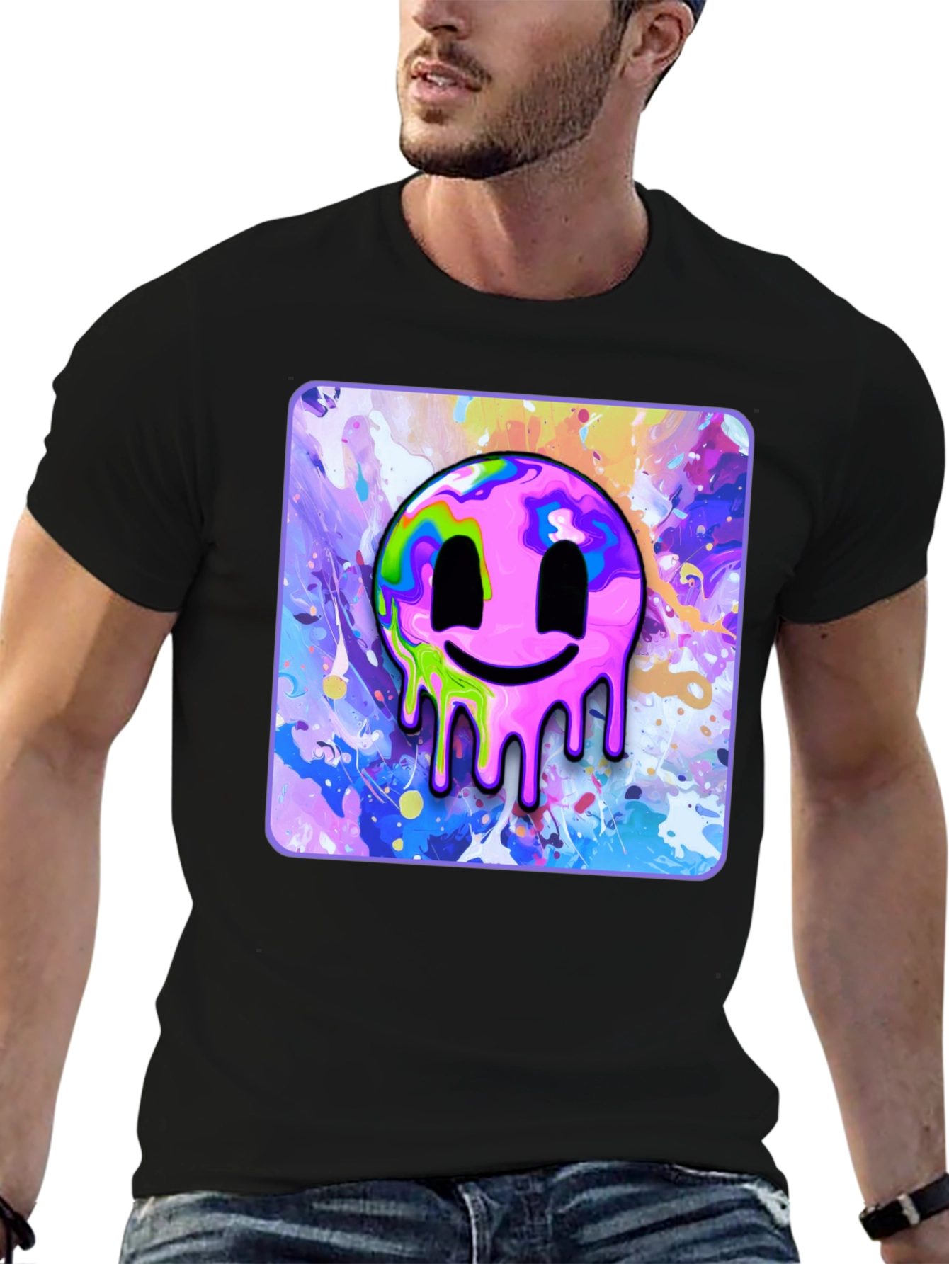Melting Smiley Graphic Tee - Modern Art T-Shirt