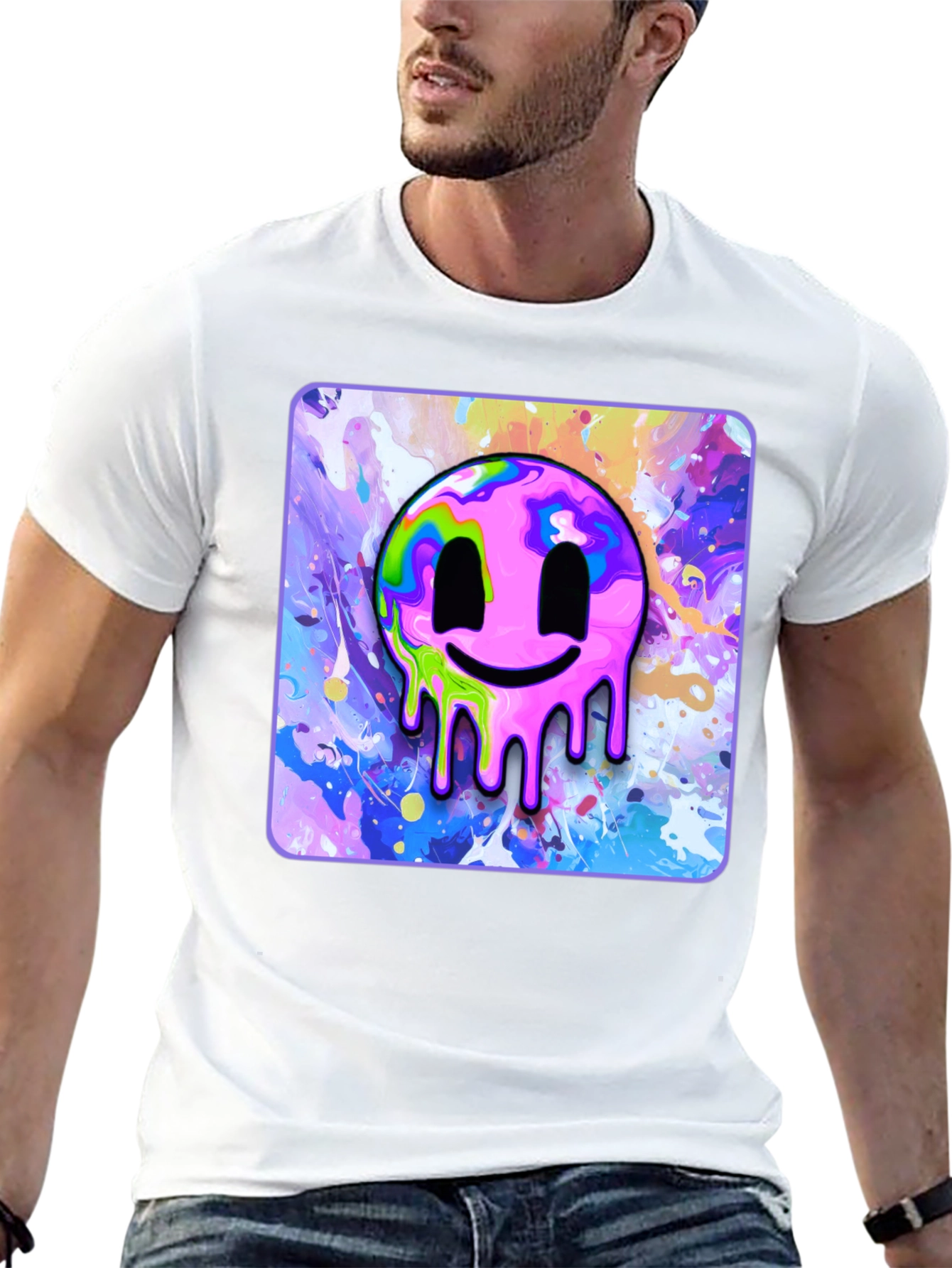 Melting Smiley Graphic Tee - Modern Art T-Shirt