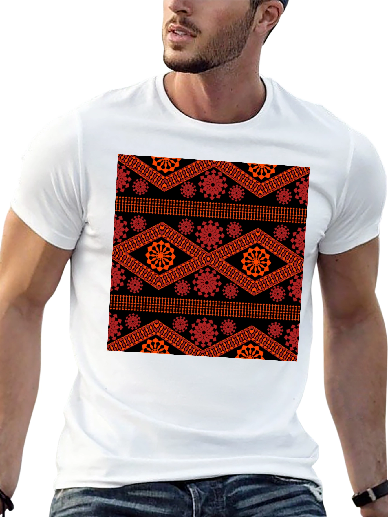 Patterned Black T-Shirt