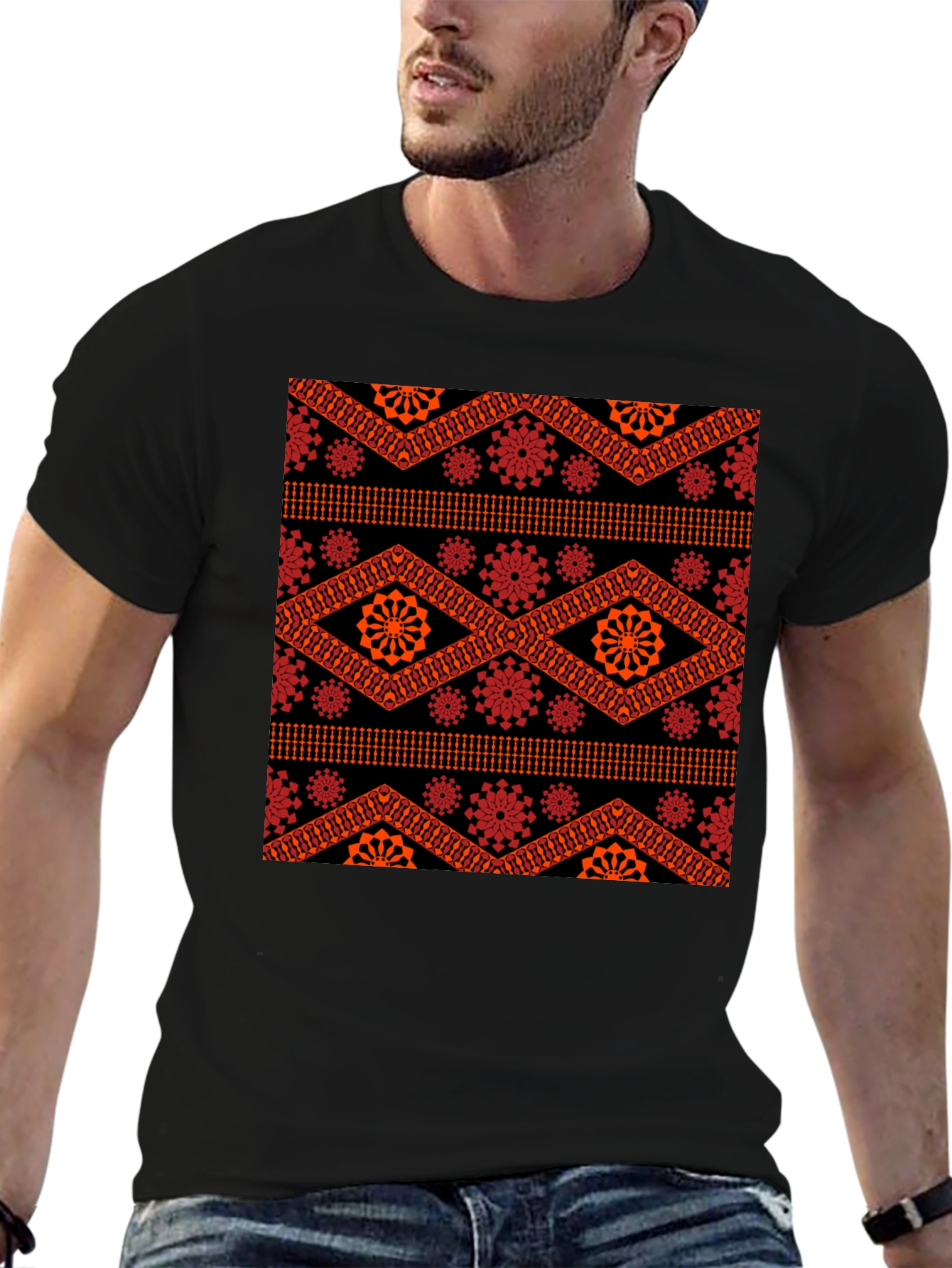 Patterned Black T-Shirt