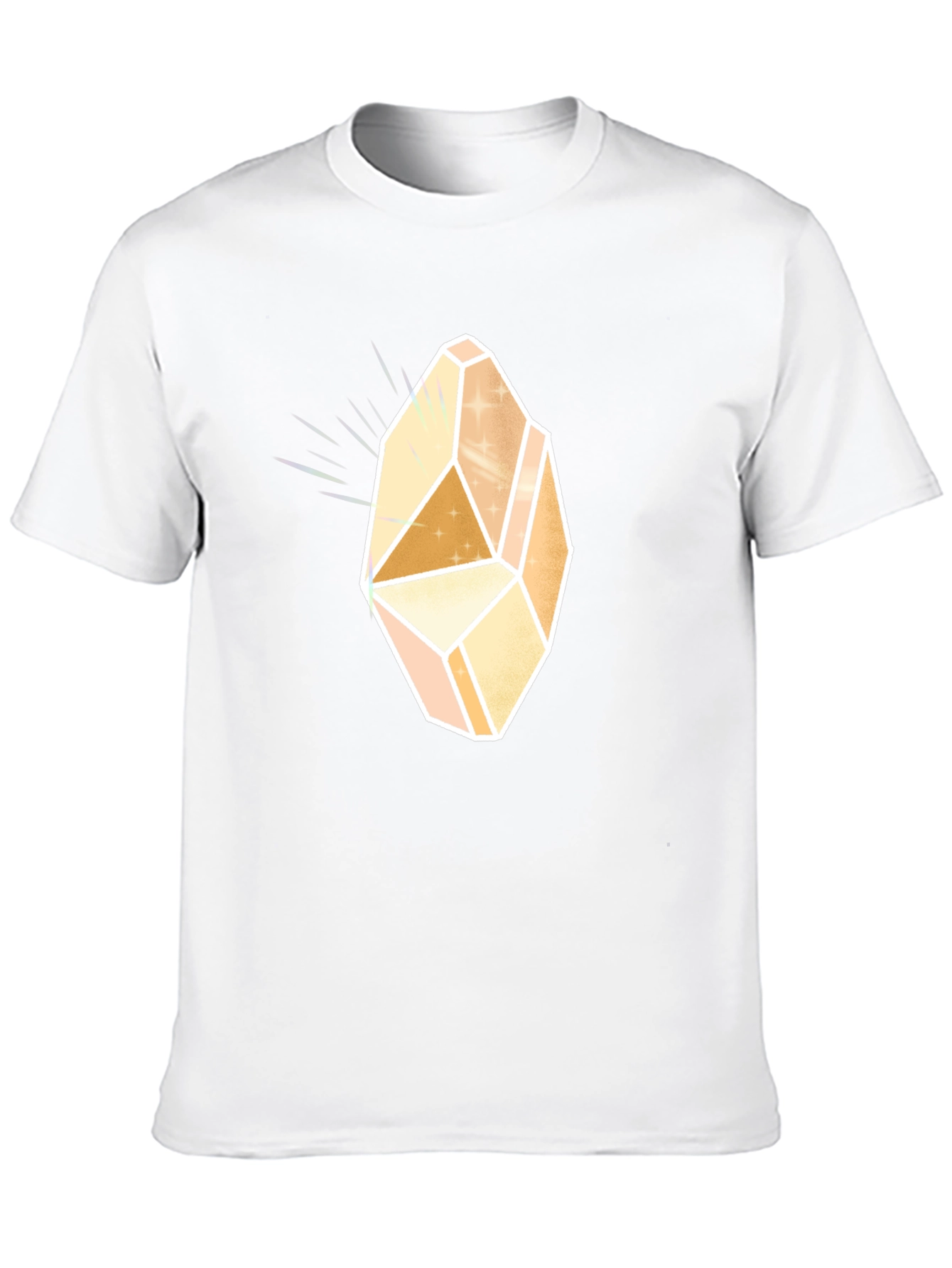 Mens Black T-Shirt with Geometric Crystal Graphic