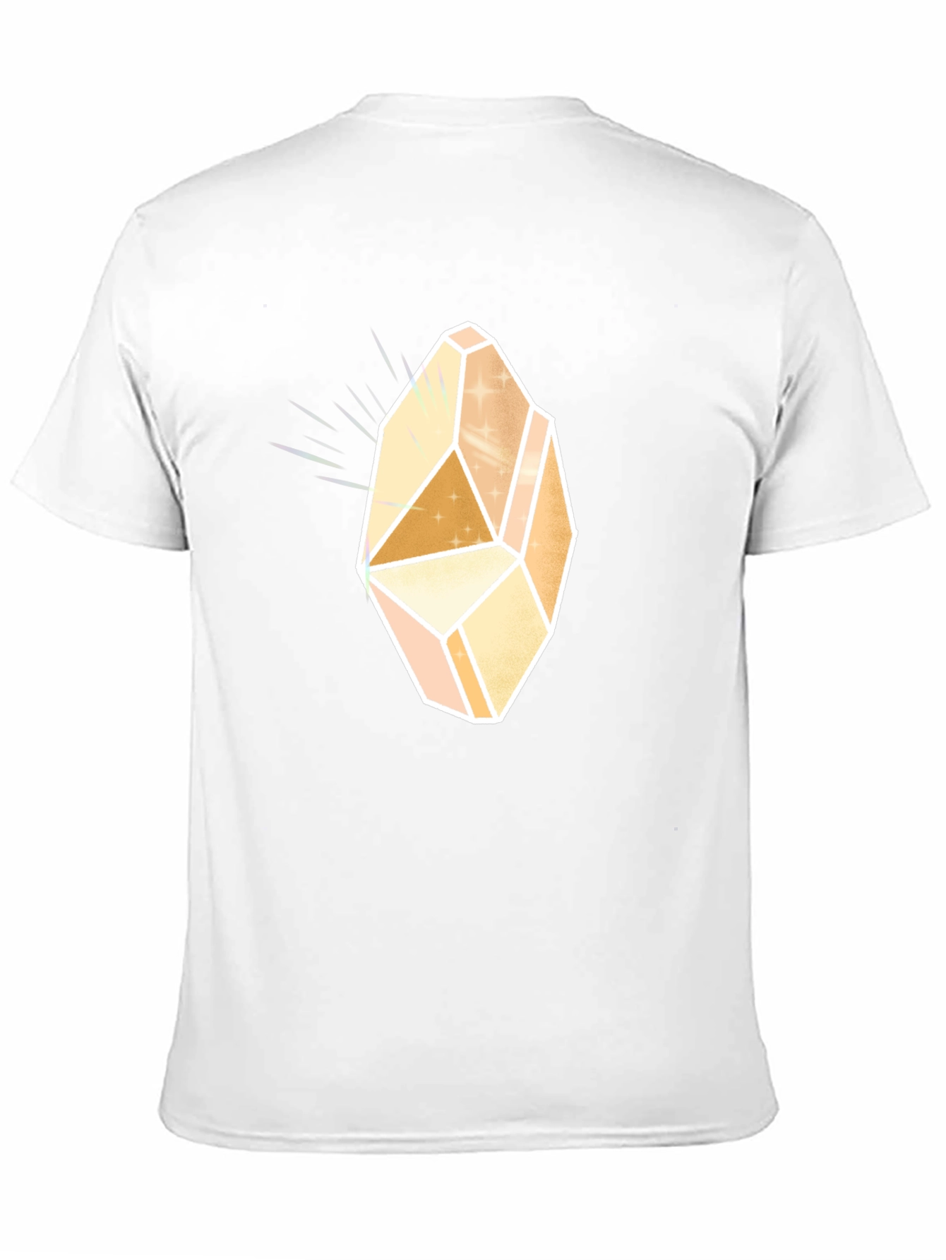 Mens Black T-Shirt with Geometric Crystal Graphic