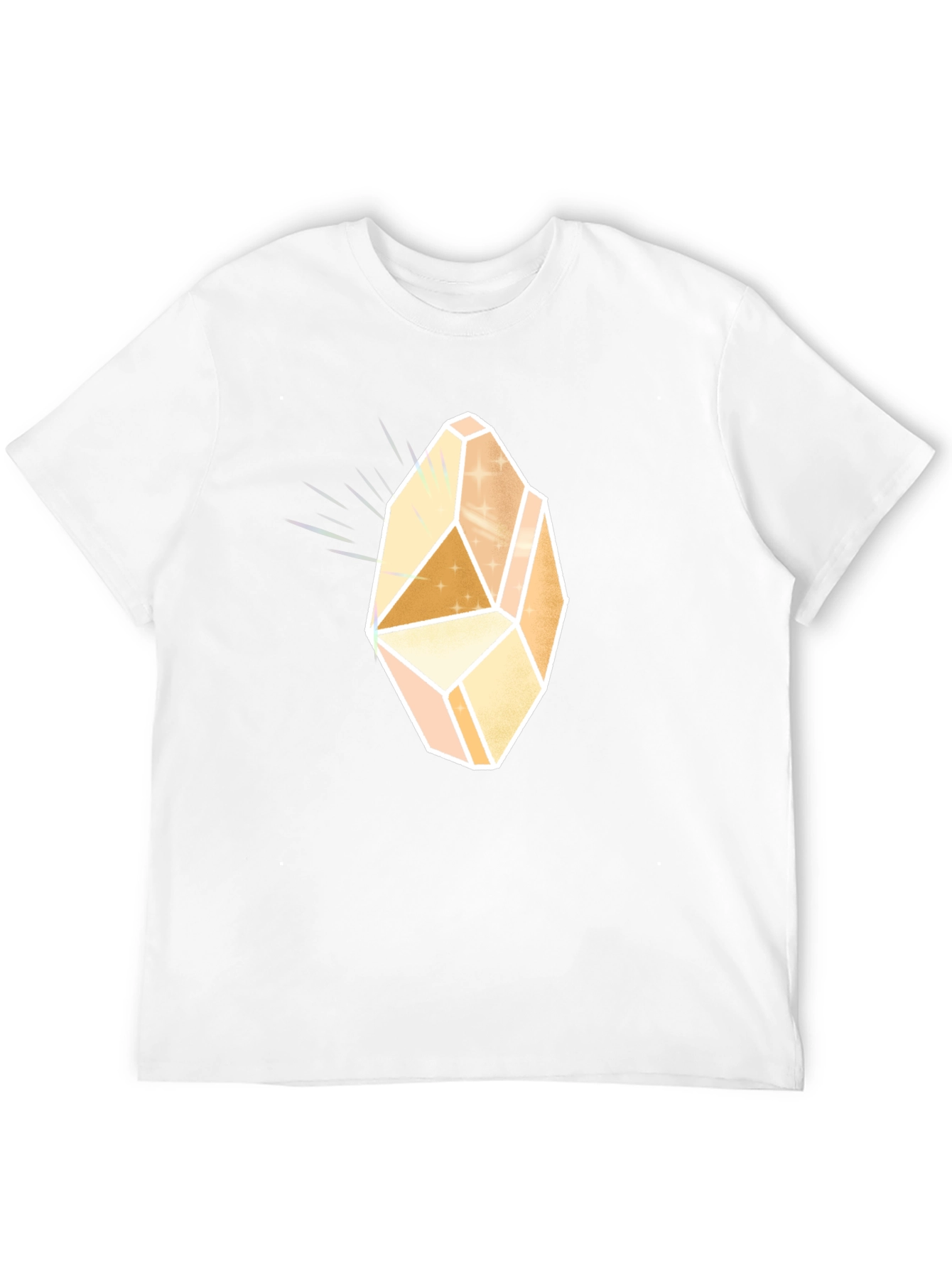 Mens Black T-Shirt with Geometric Crystal Graphic