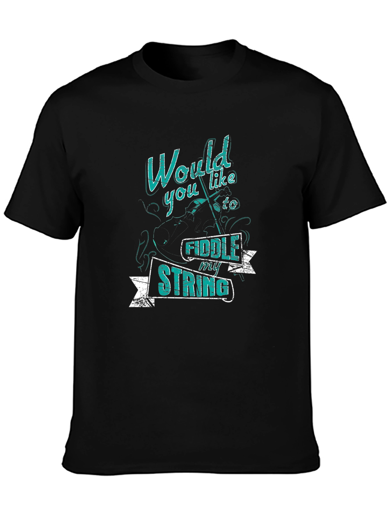 Fiddle My String Graphic Tee - Black Cotton T-Shirt