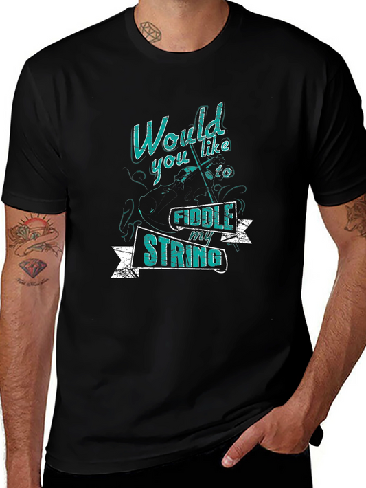 Fiddle My String Graphic Tee - Black Cotton T-Shirt