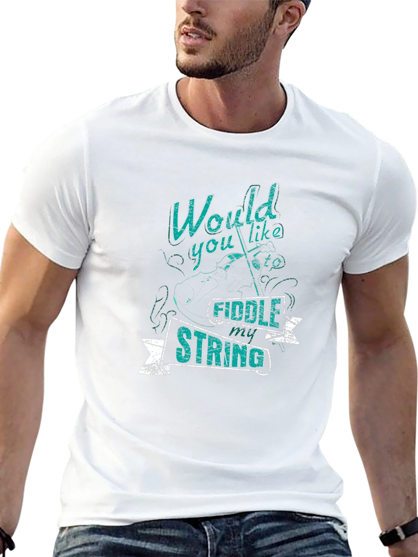 Fiddle My String Graphic Tee - Black Cotton T-Shirt