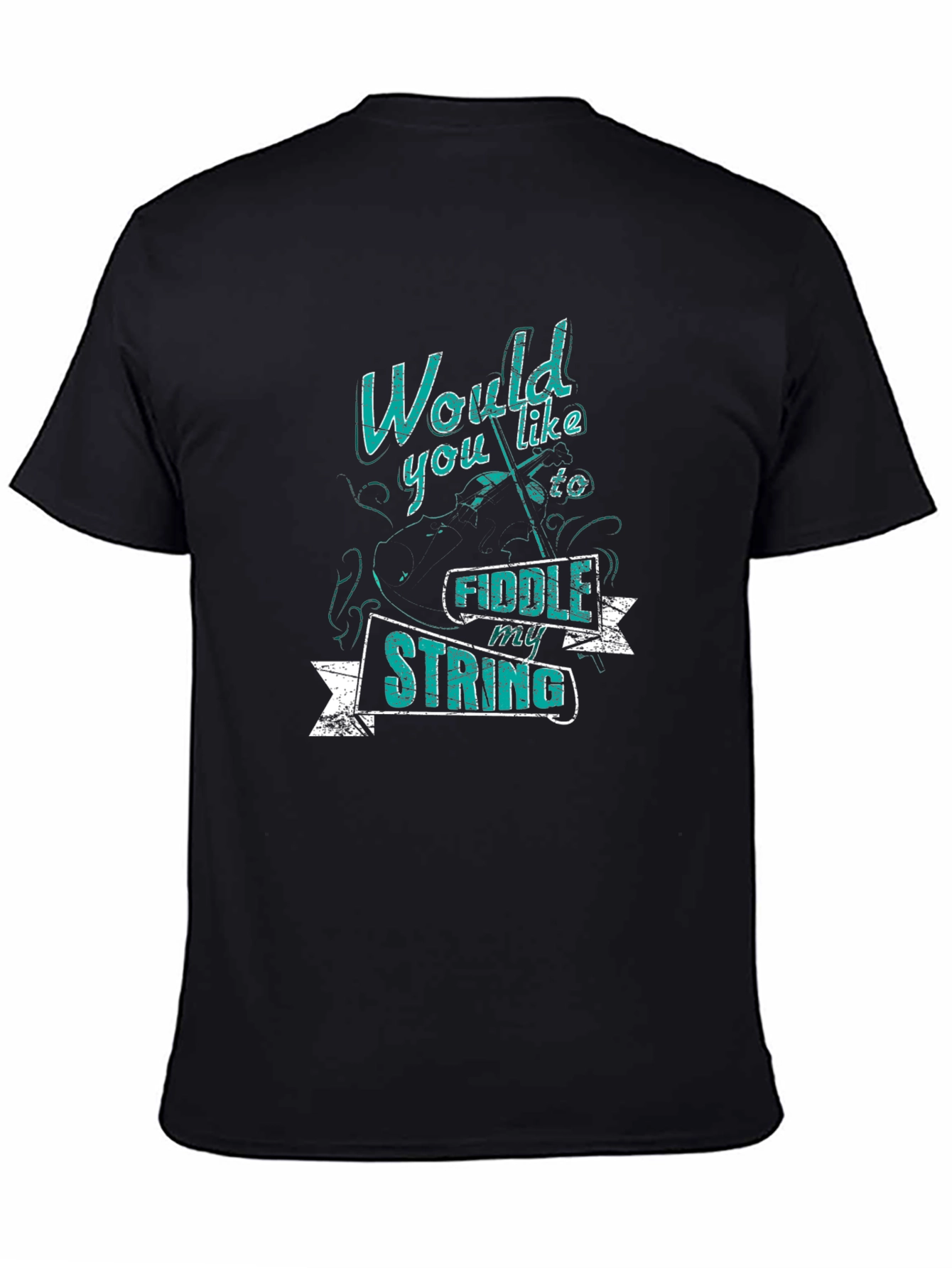 Fiddle My String Graphic Tee - Black Cotton T-Shirt