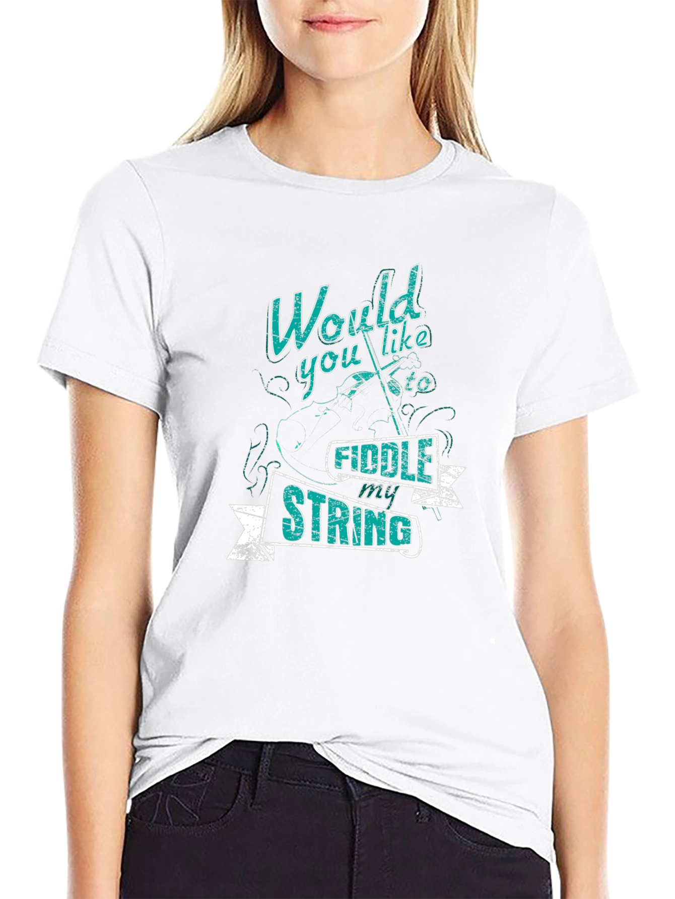 Fiddle My String Graphic Tee - Black Cotton T-Shirt