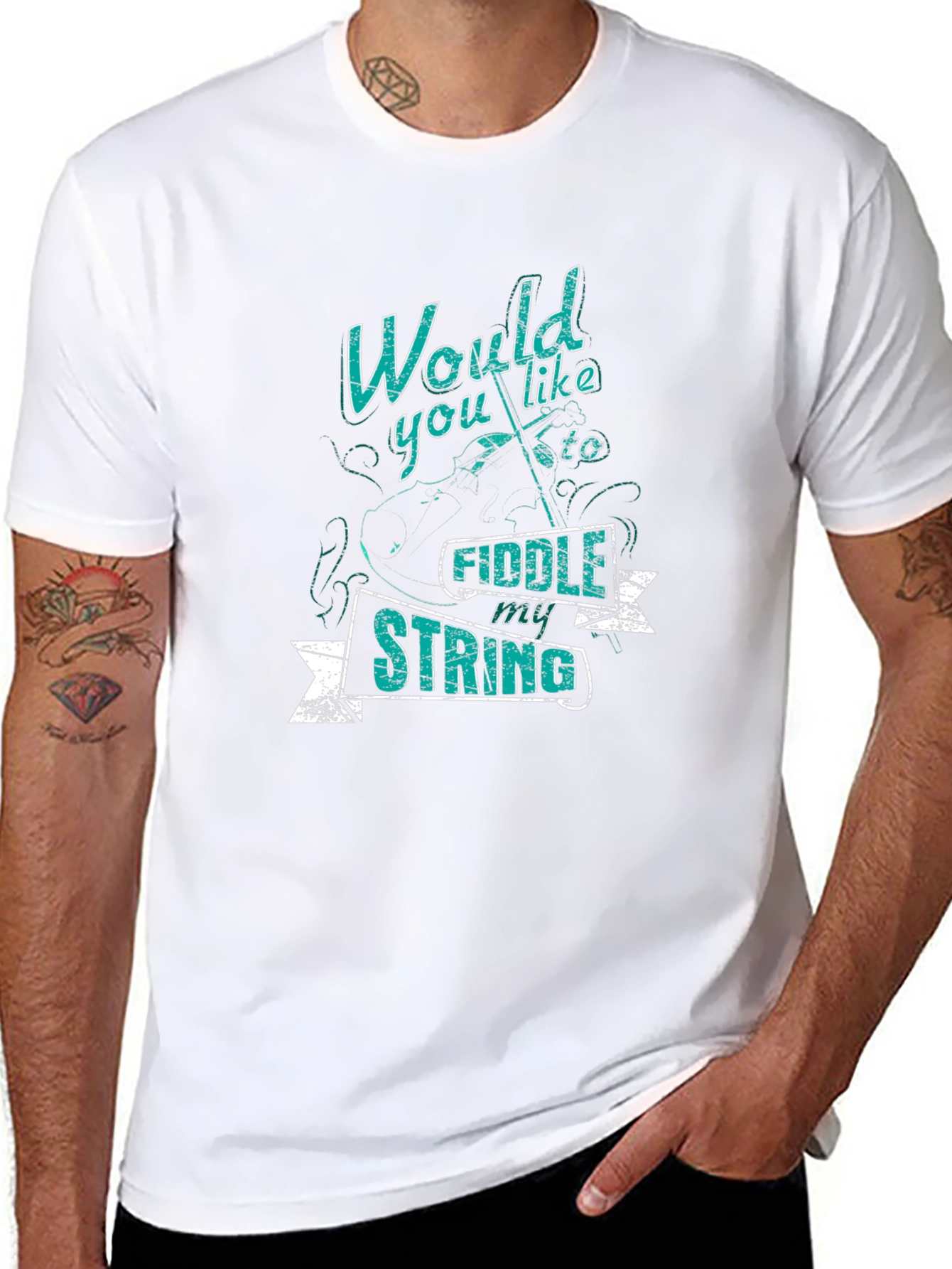 Fiddle My String Graphic Tee - Black Cotton T-Shirt