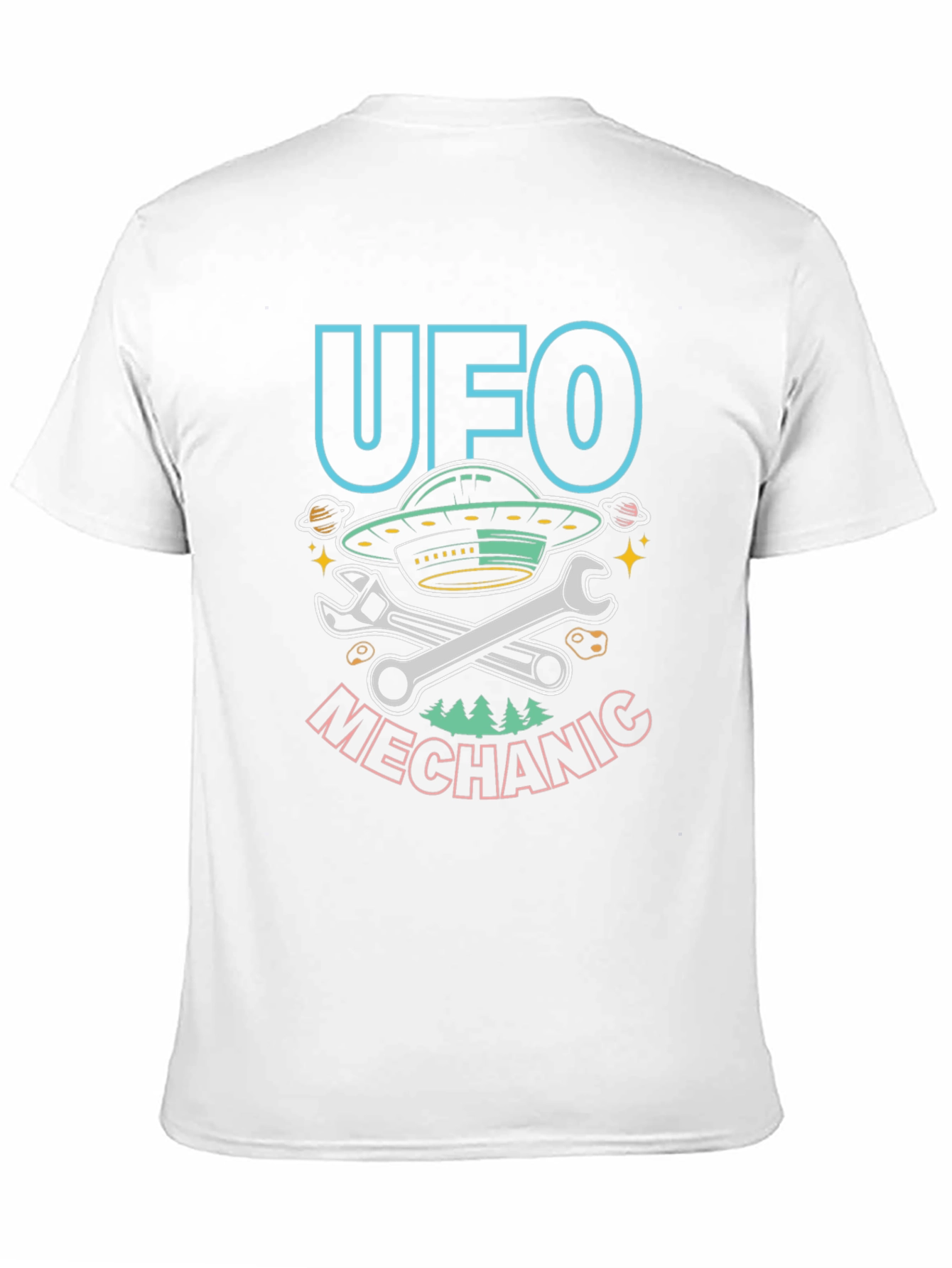 UFO Mechanic Graphic T-Shirt - Space Humor Tee