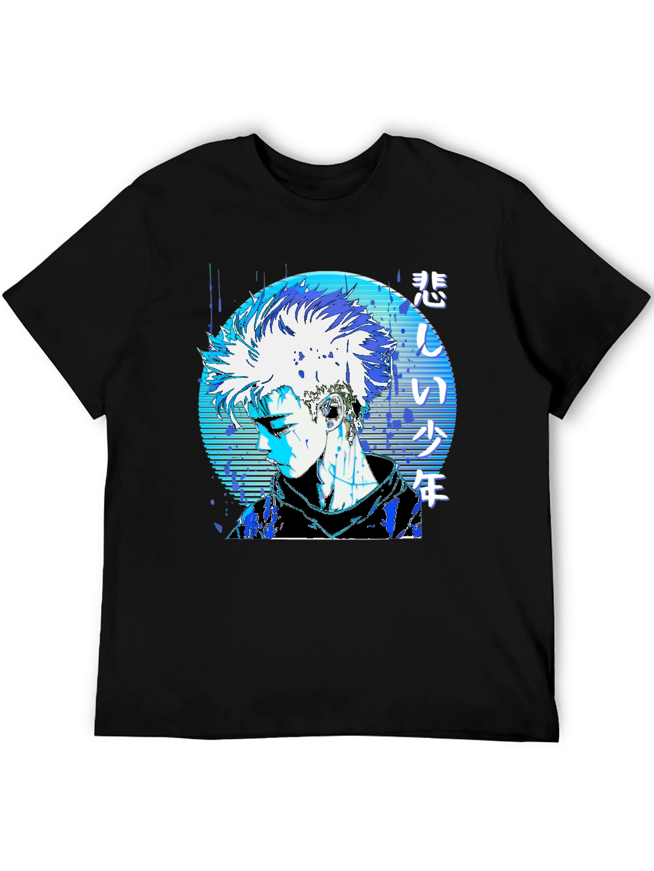 Anime Boy Graphic Black T-Shirt