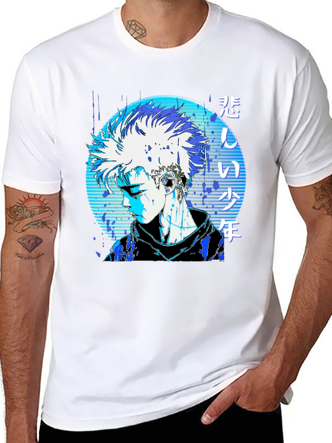 Anime Boy Graphic Black T-Shirt