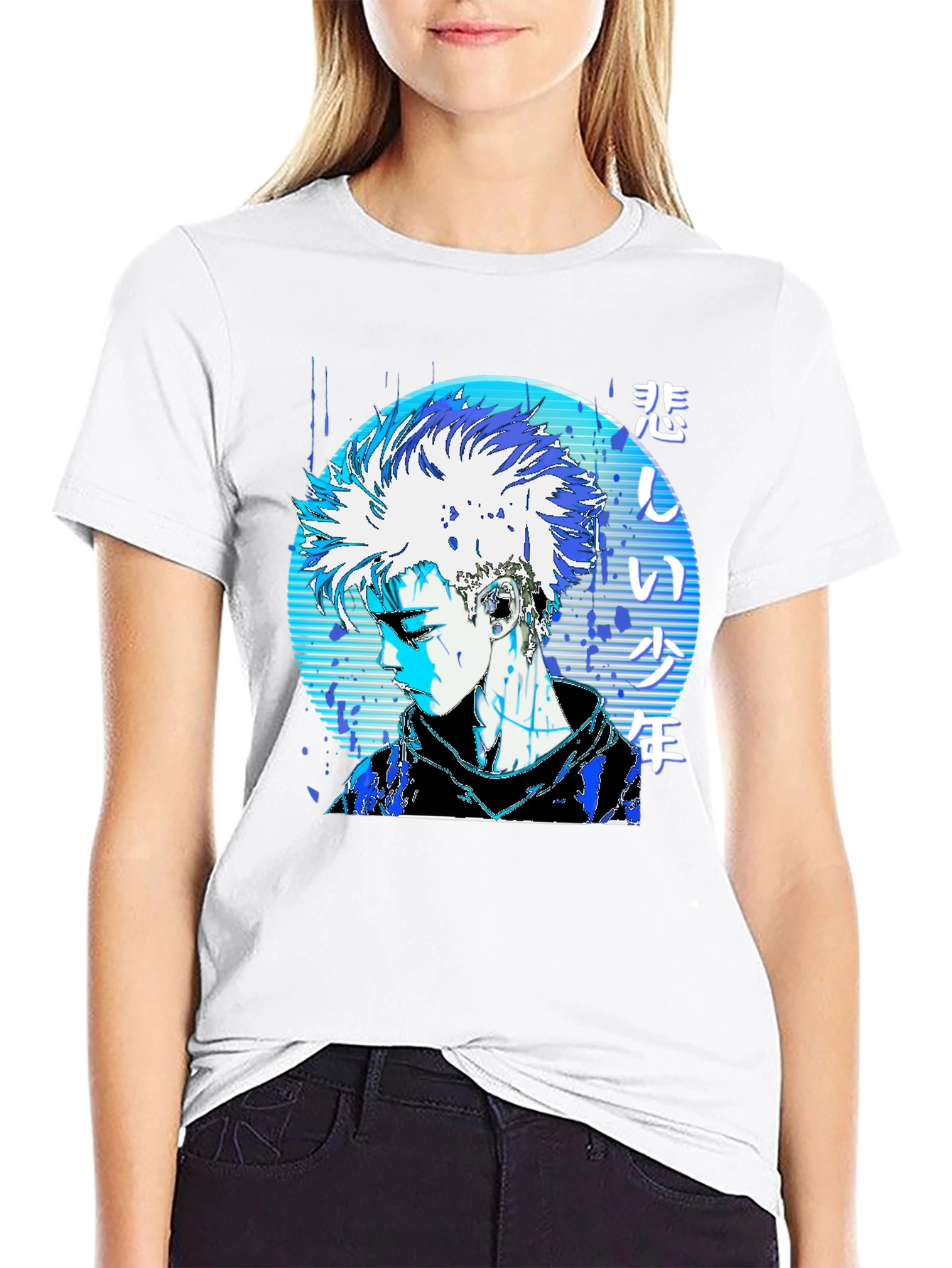 Anime Boy Graphic Black T-Shirt