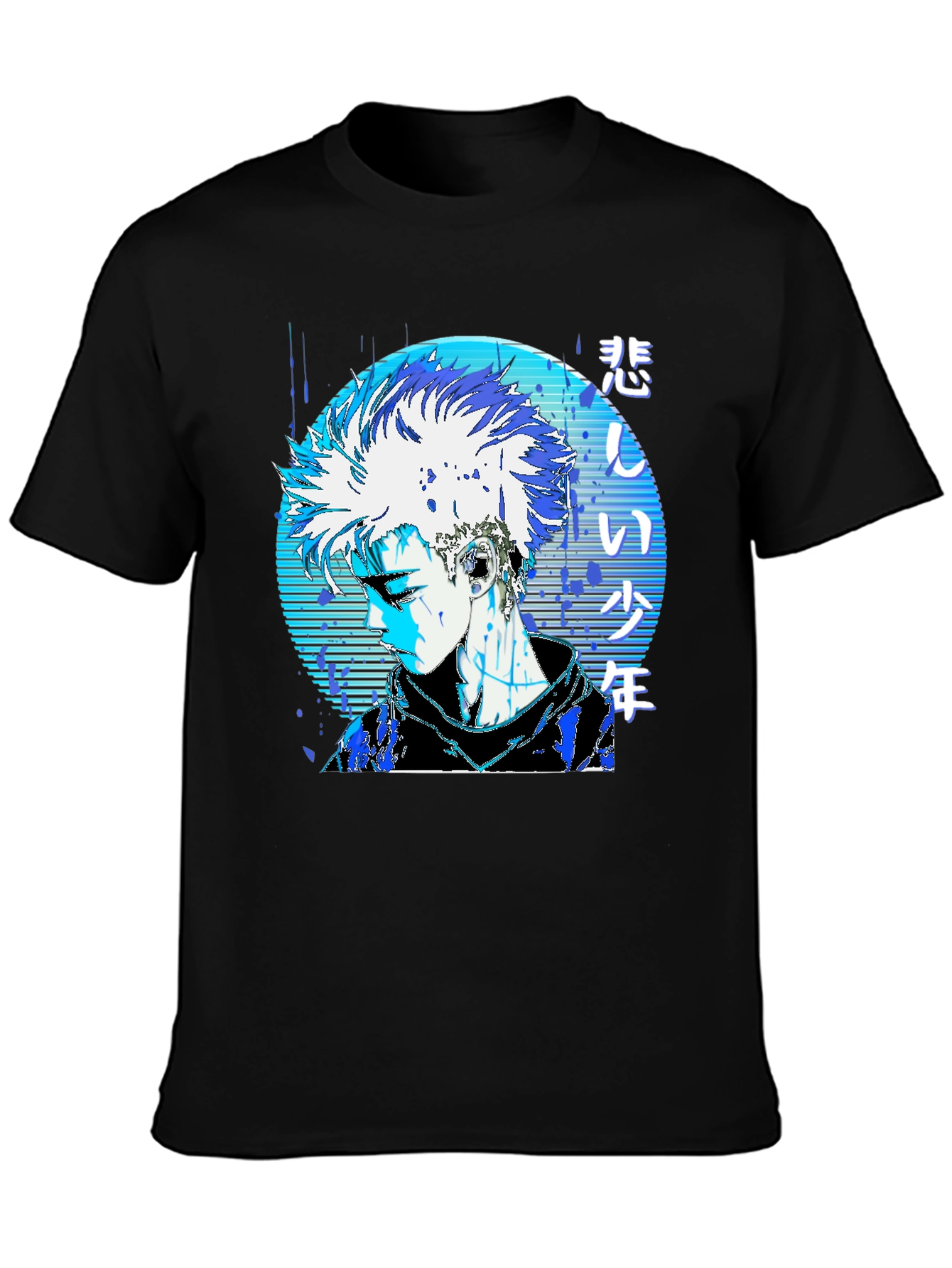 Anime Boy Graphic Black T-Shirt