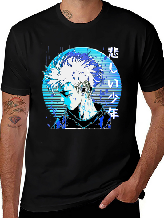 Anime Boy Graphic Black T-Shirt