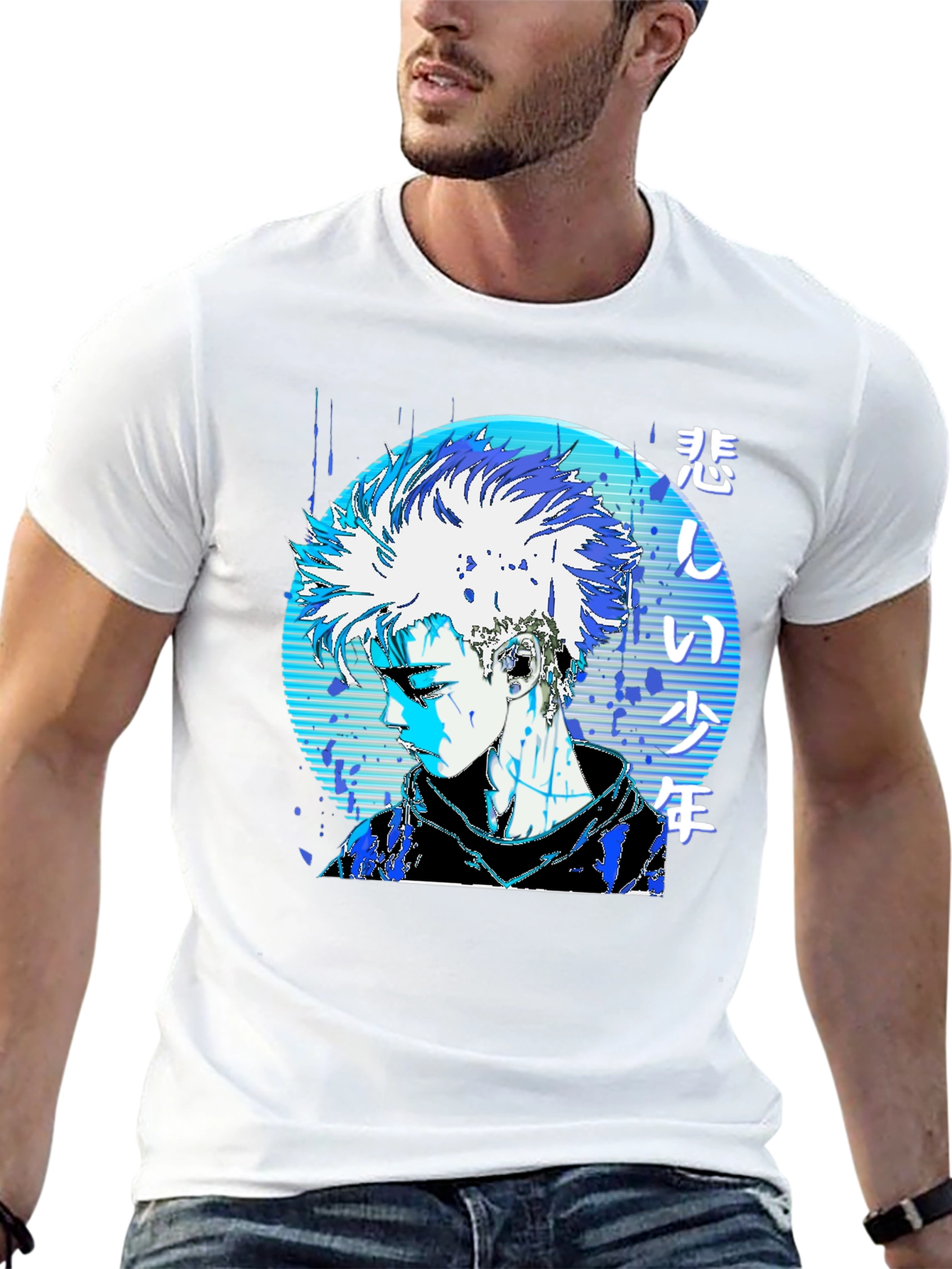 Anime Boy Graphic Black T-Shirt