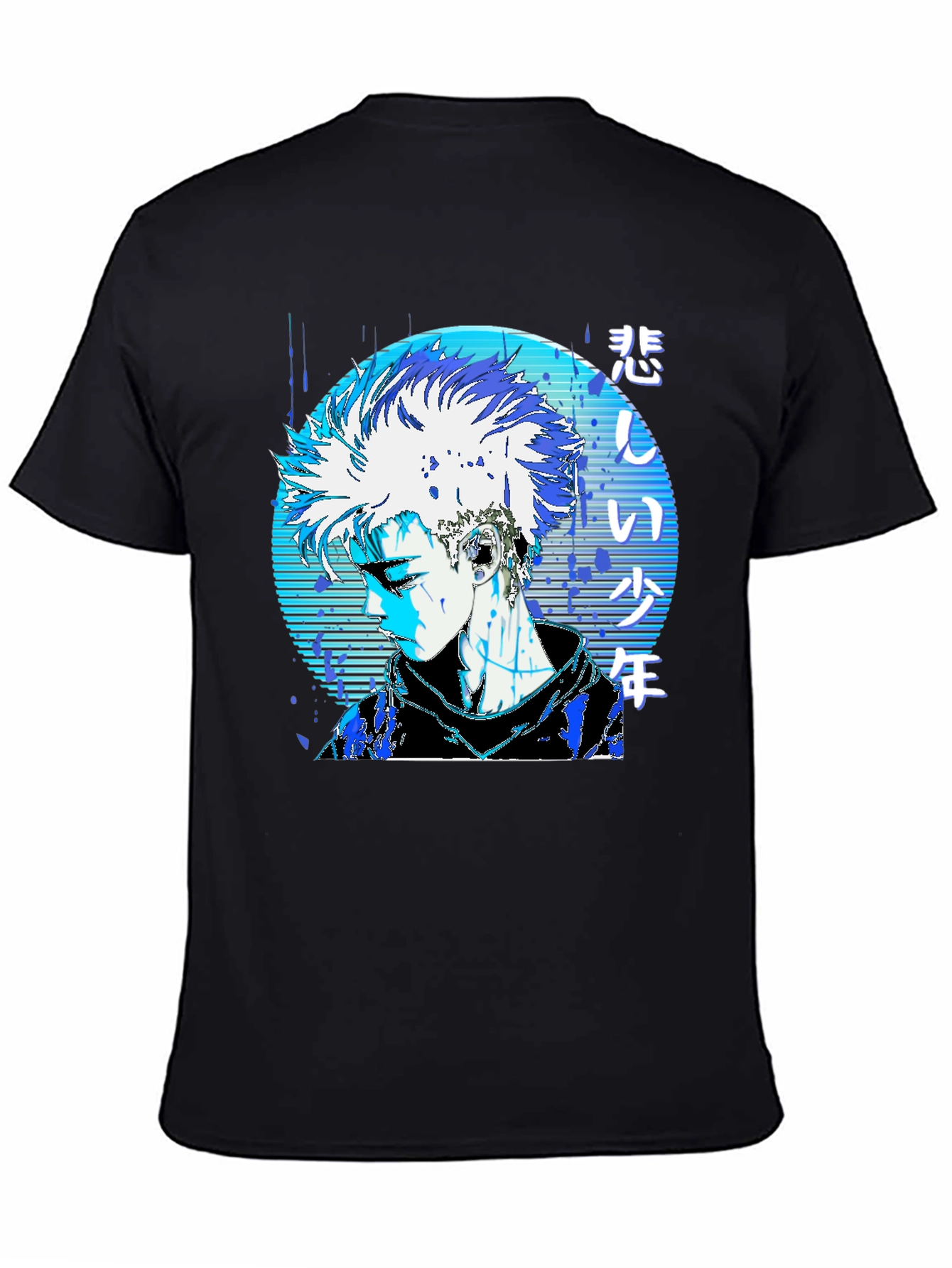 Anime Boy Graphic Black T-Shirt