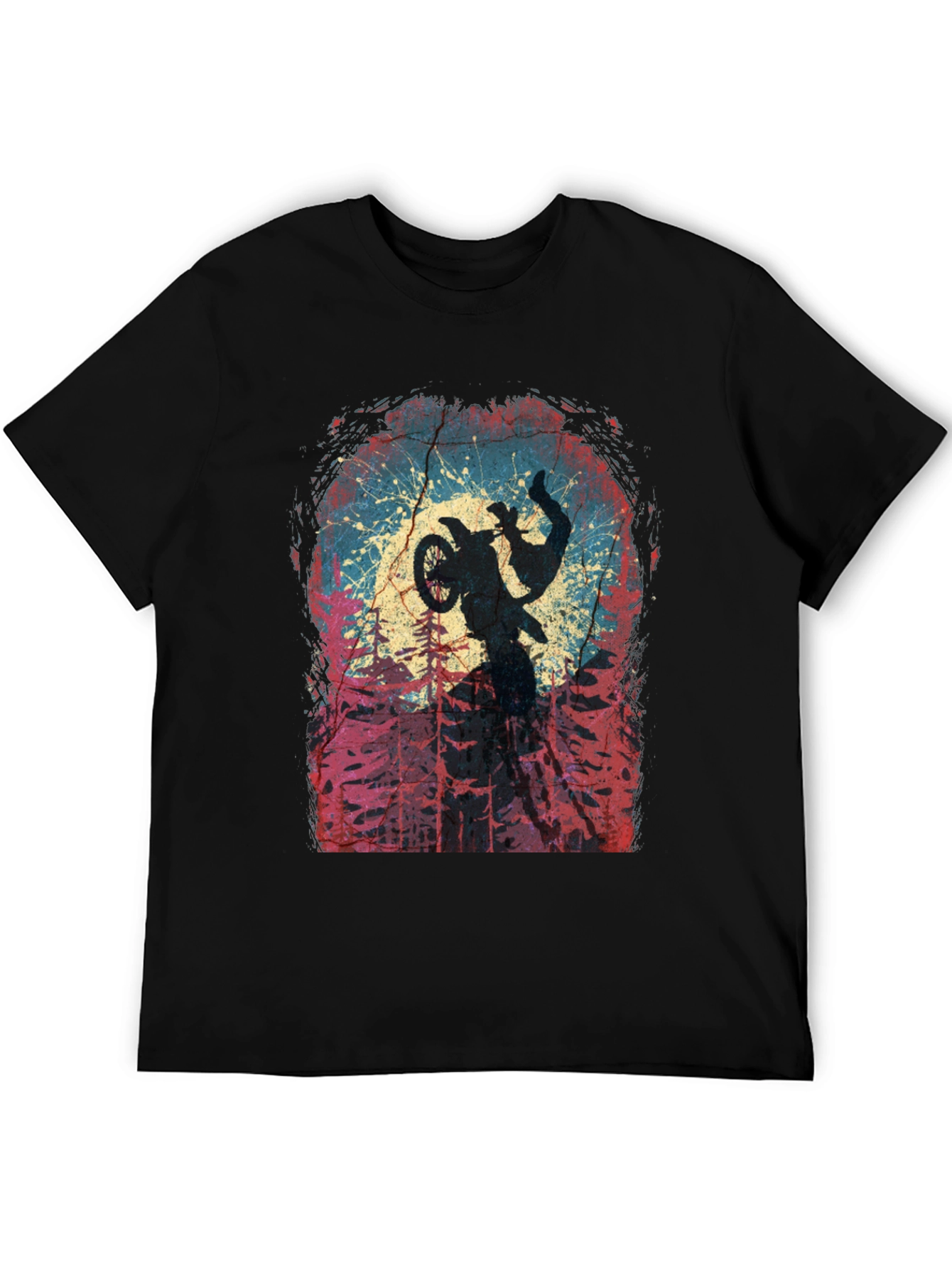 Motocross Rider Silhouette Graphic Tee - Black