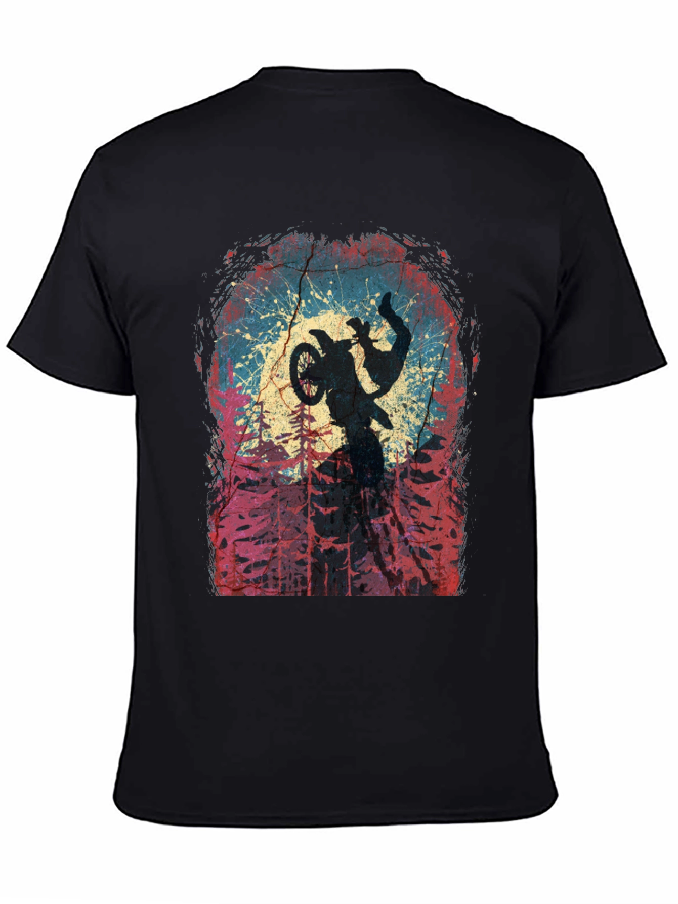 Motocross Rider Silhouette Graphic Tee - Black