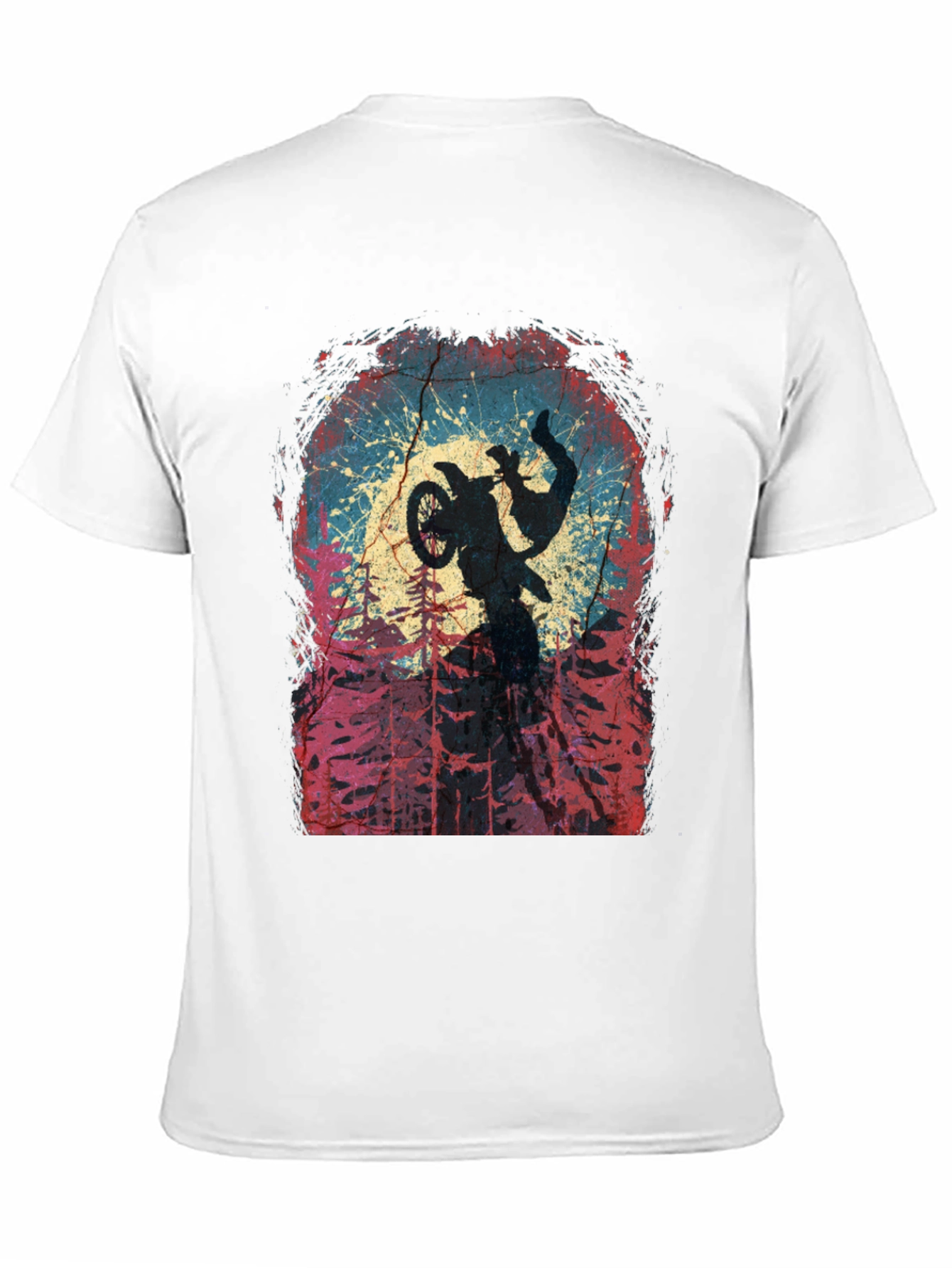 Motocross Rider Silhouette Graphic Tee - Black