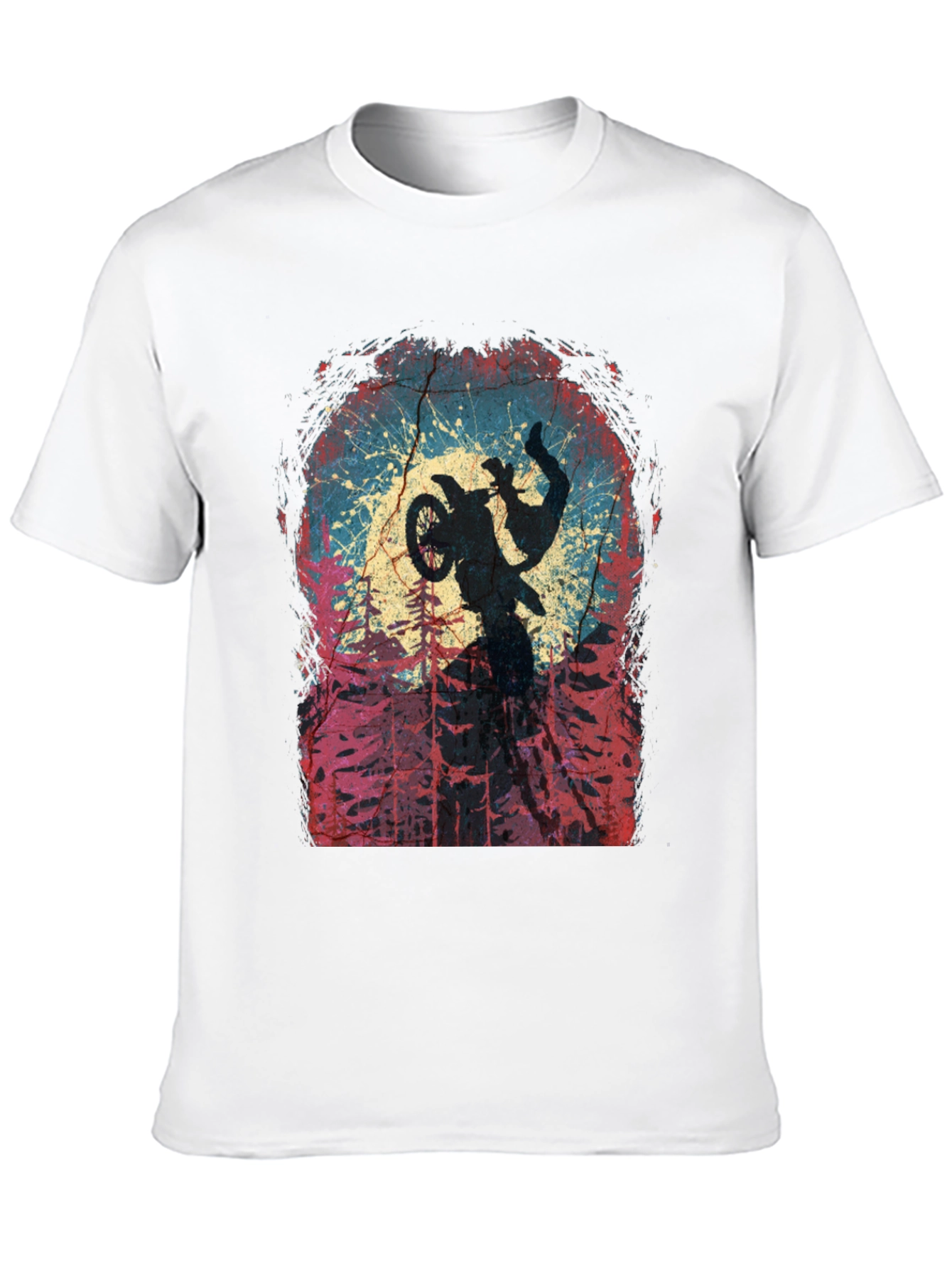 Motocross Rider Silhouette Graphic Tee - Black