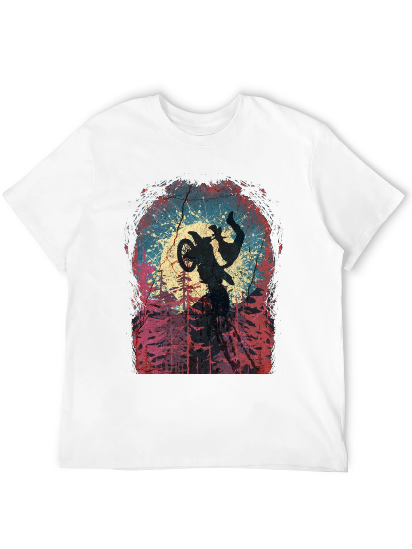 Motocross Rider Silhouette Graphic Tee - Black