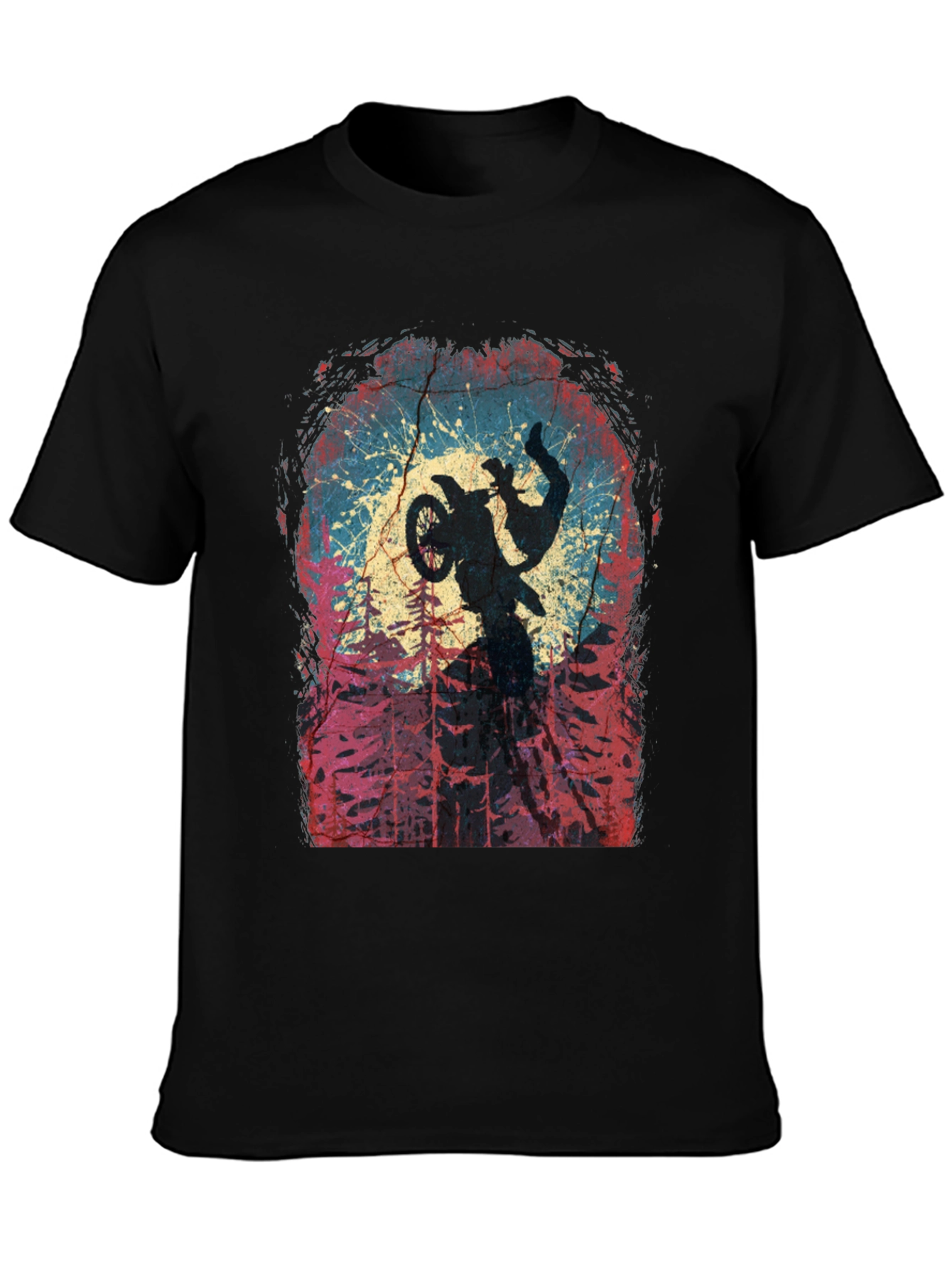 Motocross Rider Silhouette Graphic Tee - Black