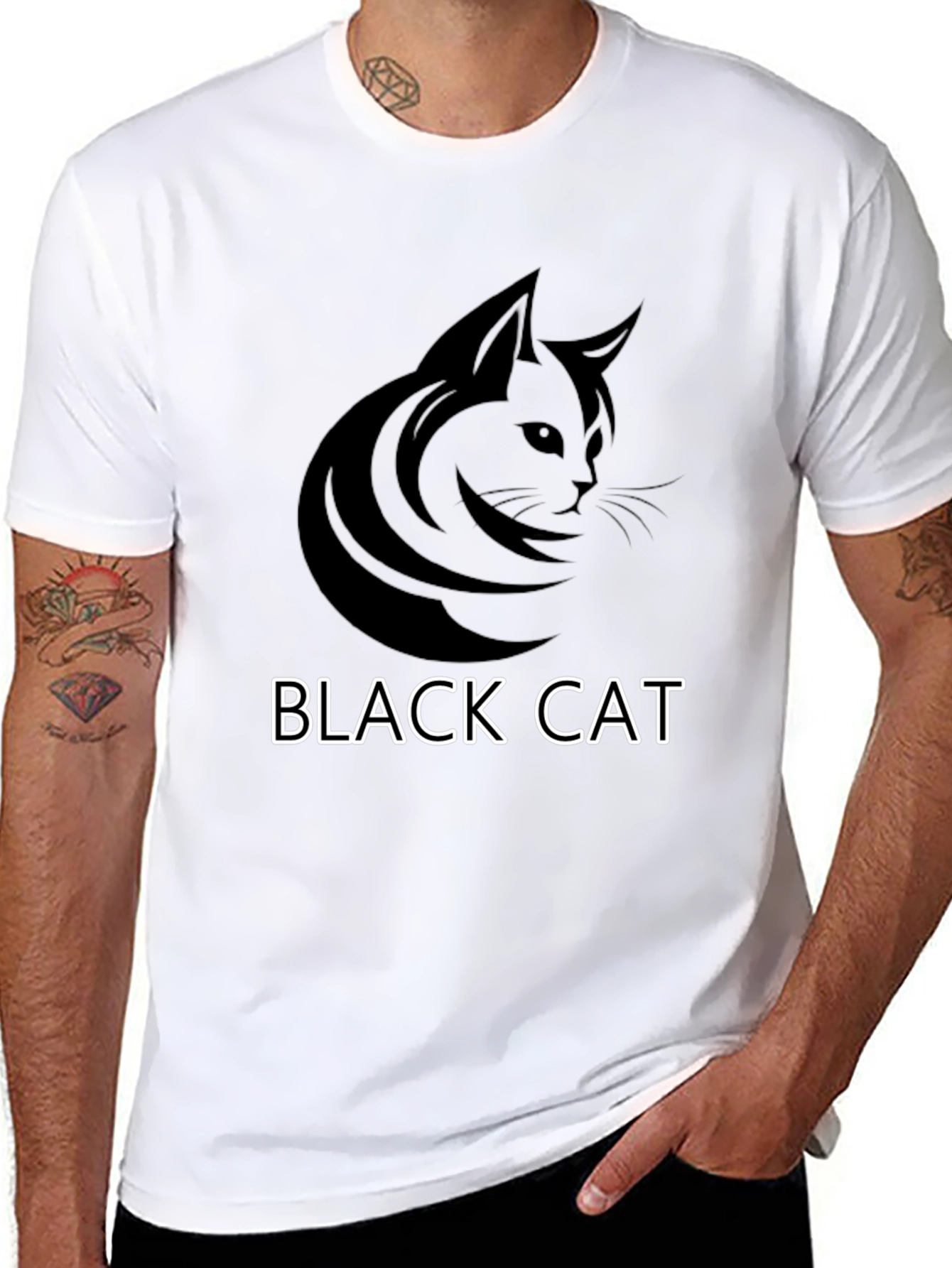 Black Cat Graphic Tee - Cool Cat Lover T-Shirt