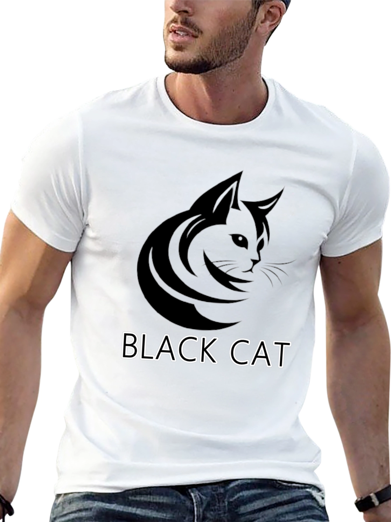 Black Cat Graphic Tee - Cool Cat Lover T-Shirt