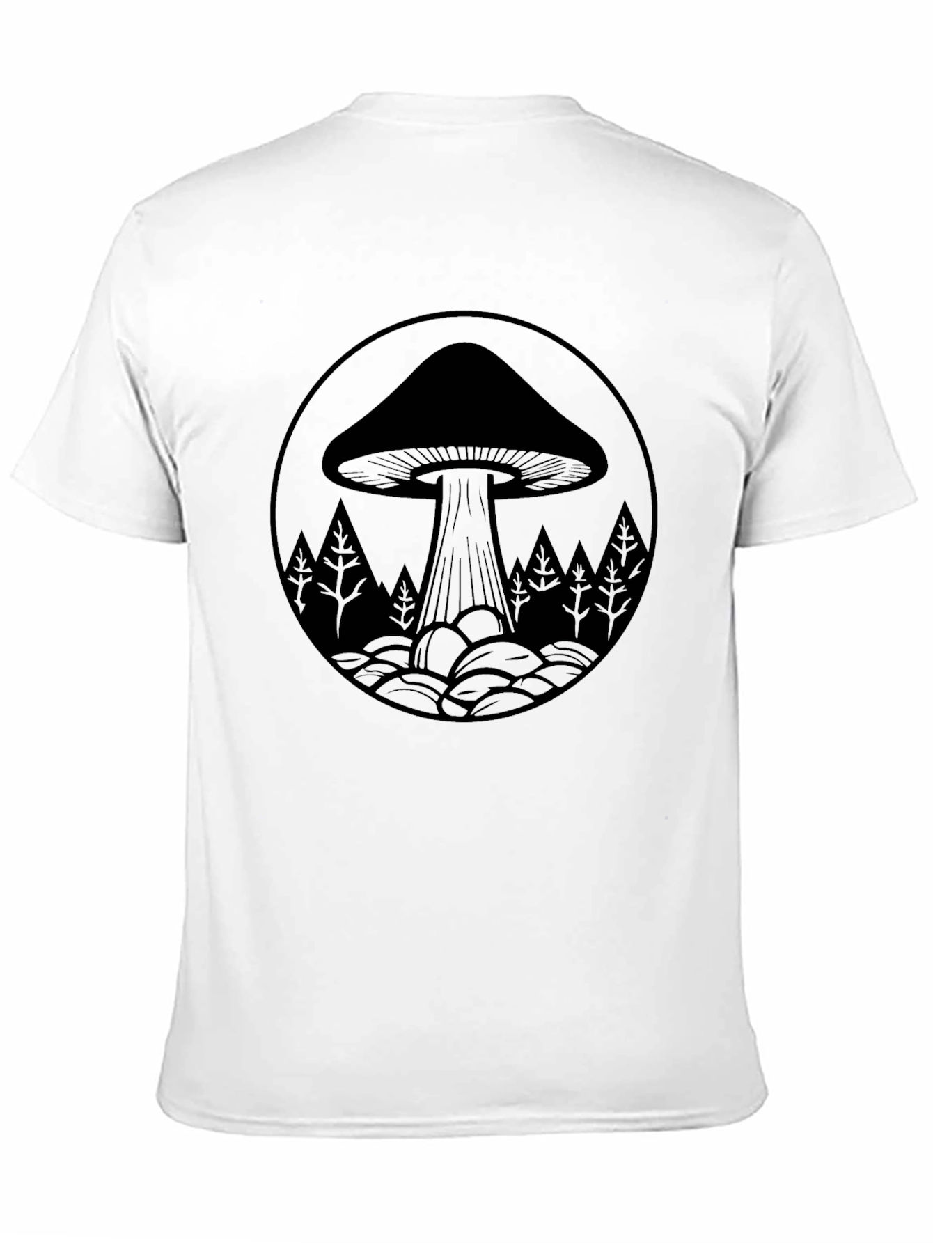 Mushroom Forest Graphic Tee - Black Cotton Blend