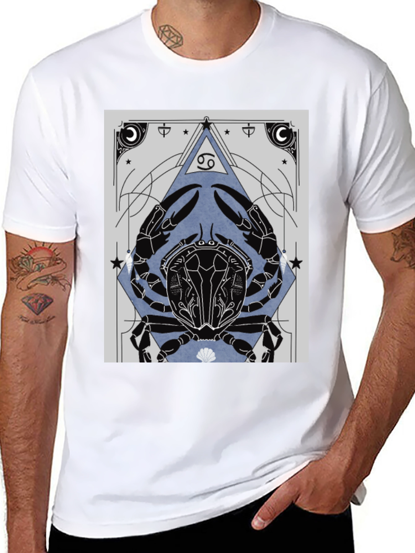 Cancer Zodiac Graphic Tee - Black Cotton T-Shirt